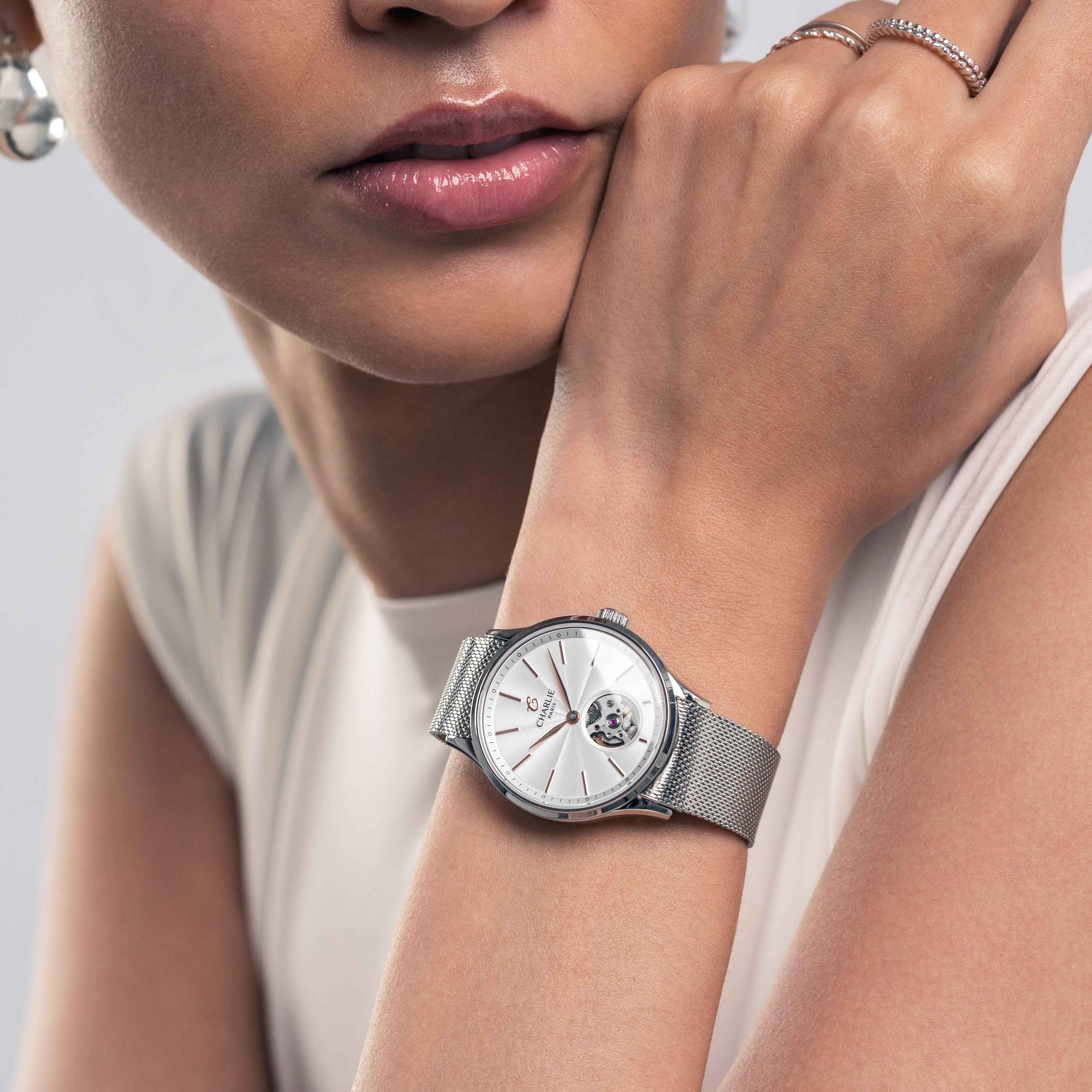 Montre femme bracelet online acier argent