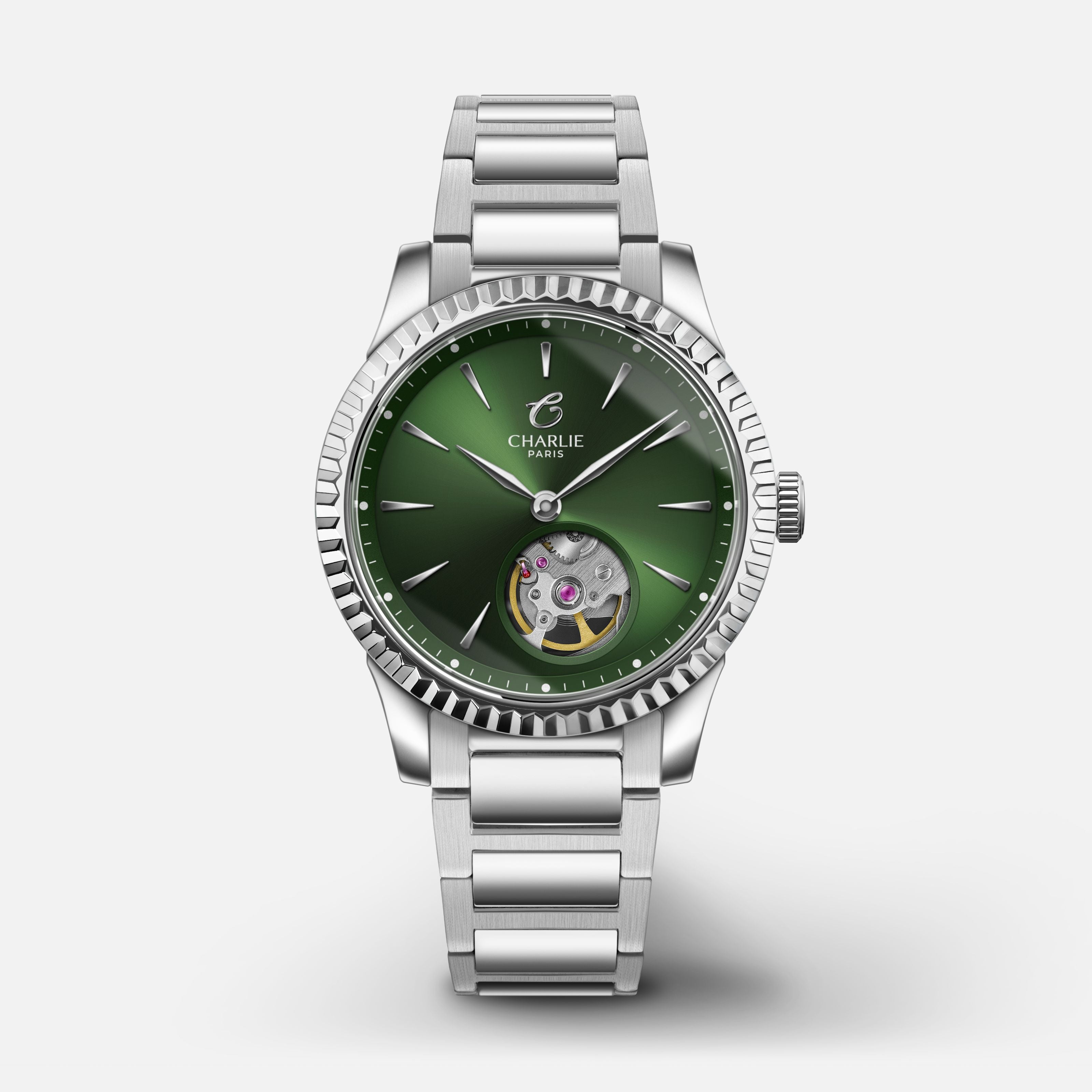 Aurore Cannelée - Automatique Coeur Ouvert - Tourmaline Montres CHARLIE