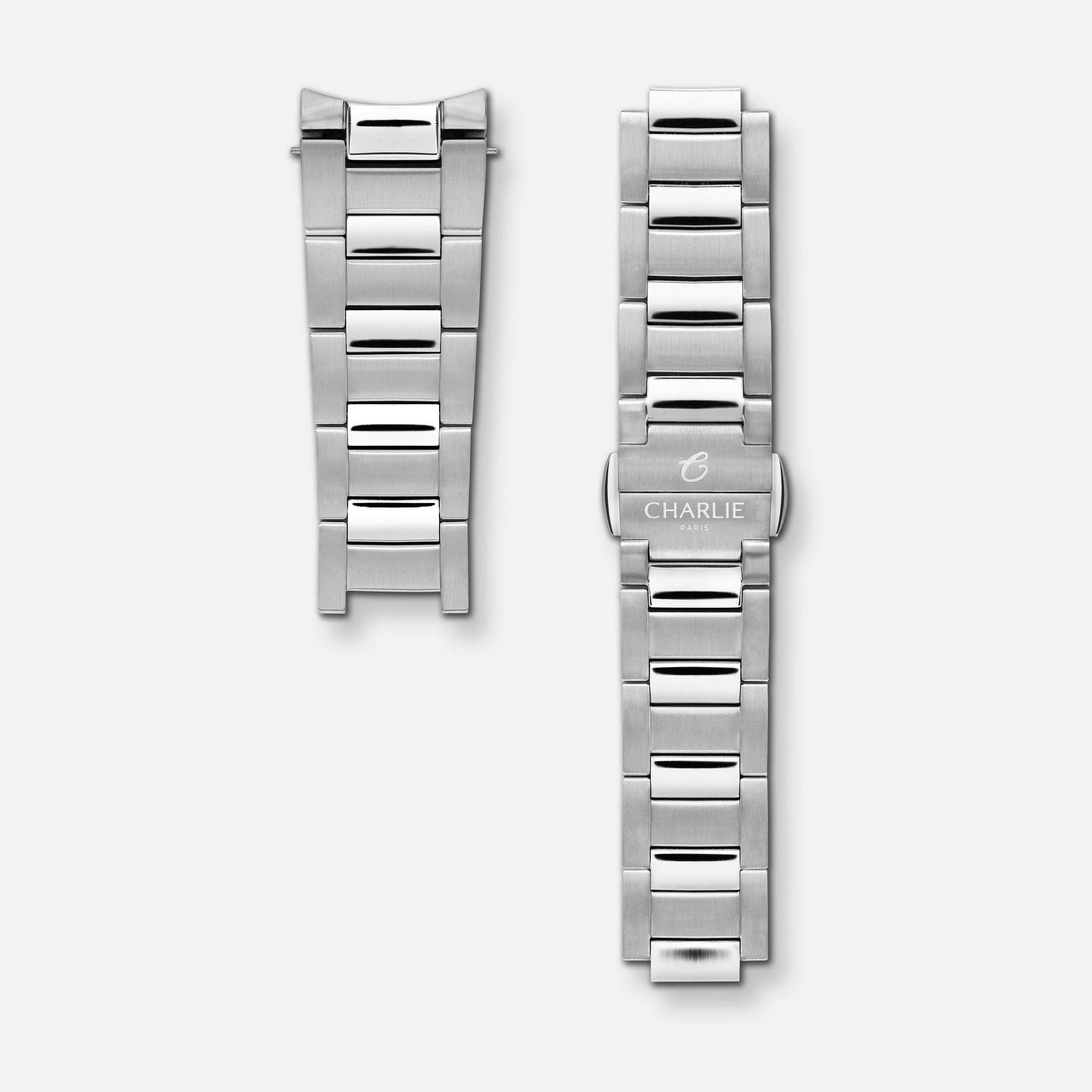 Bracelet acier Initial 3 maillons 20mm Bracelets de montres CHARLIE SQUELETTE/COEUR OUVERT