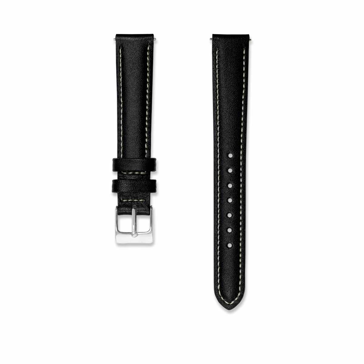 Bracelet cuir Noir 14mm Bracelets de montres CHARLIE Acier
