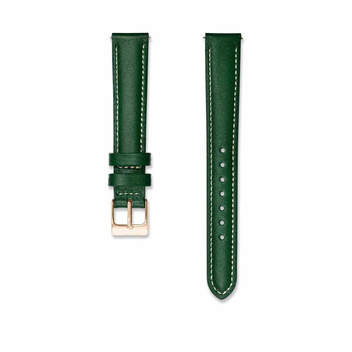 Bracelet cuir Vert 14mm Bracelets de montres CHARLIE Or rose