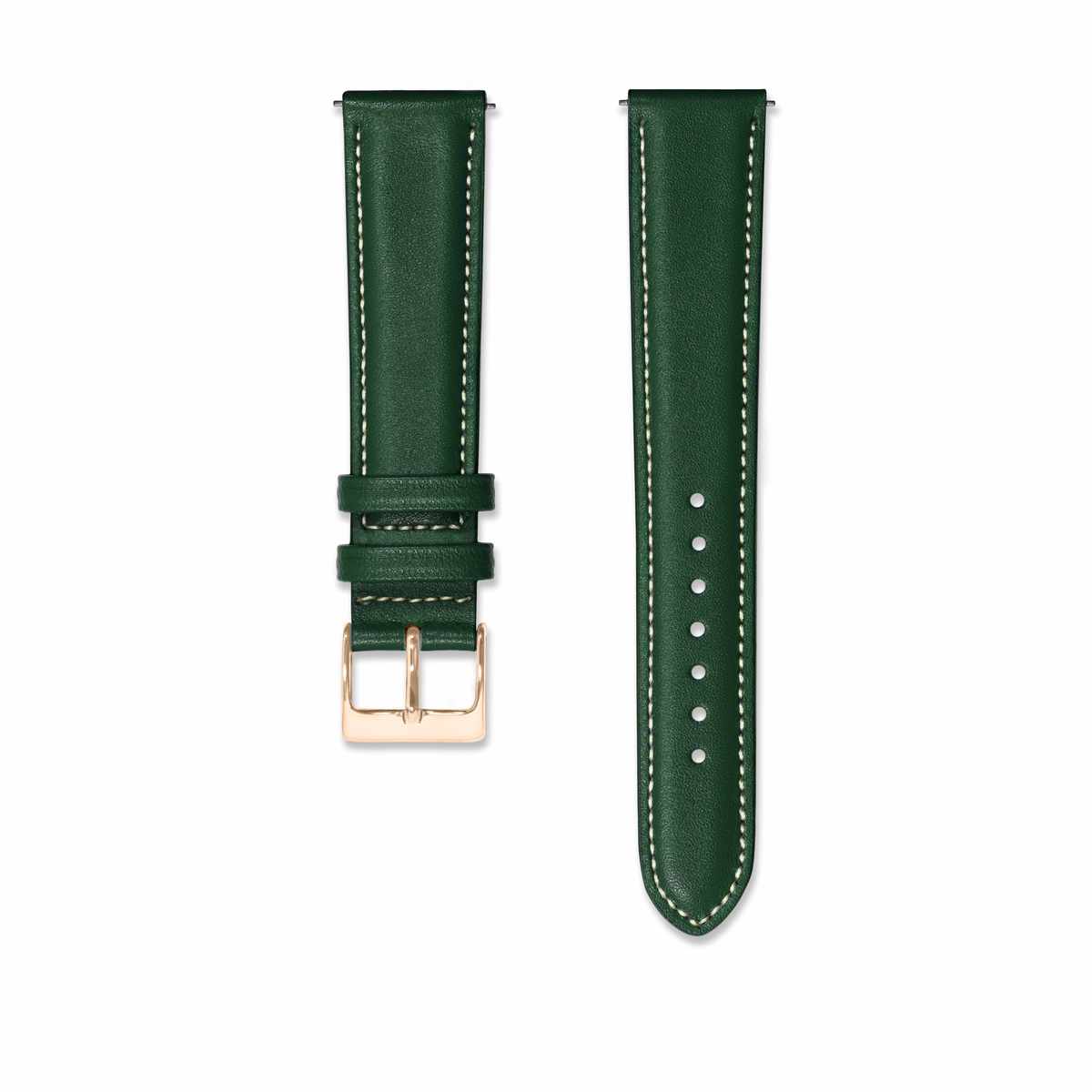 Bracelet cuir Vert 18mm Bracelets de montres CHARLIE Or rose