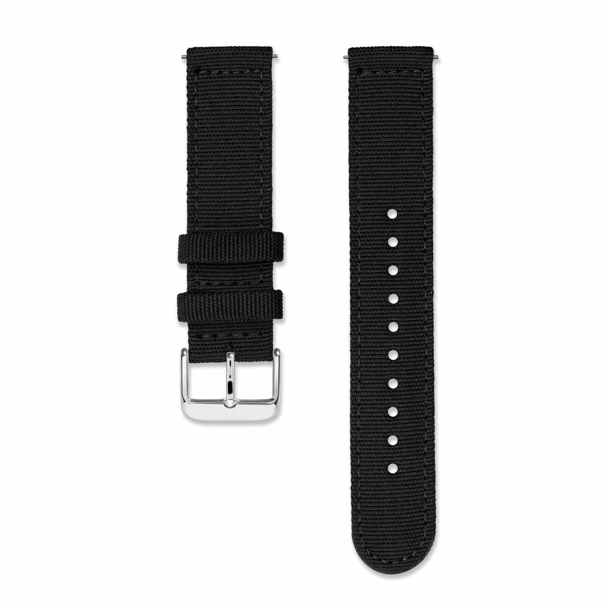 Bracelet de montre homme tissu nylon noir 20mm