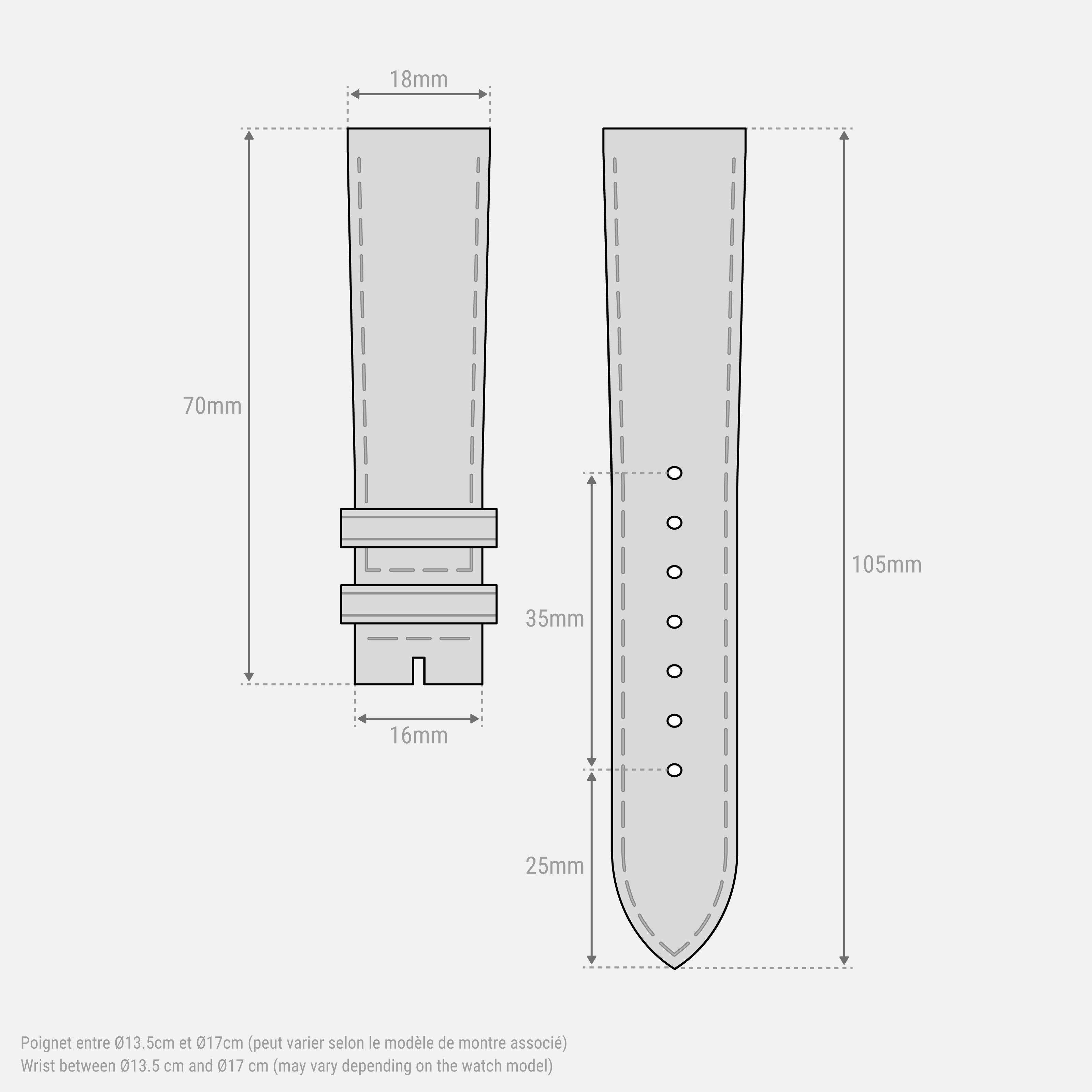 Peacock leather strap 18mm