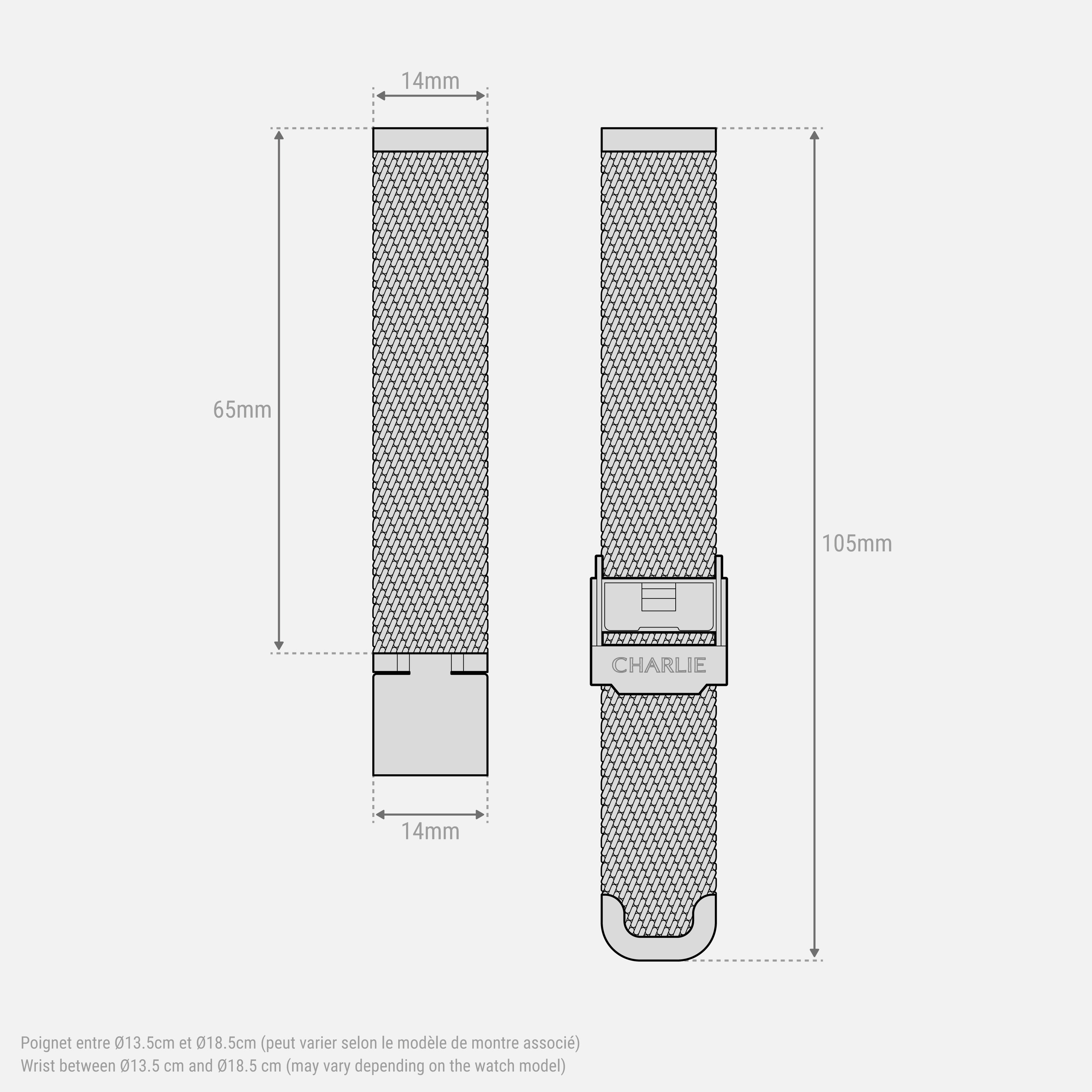 Rose gold Milanese mesh strap 14mm