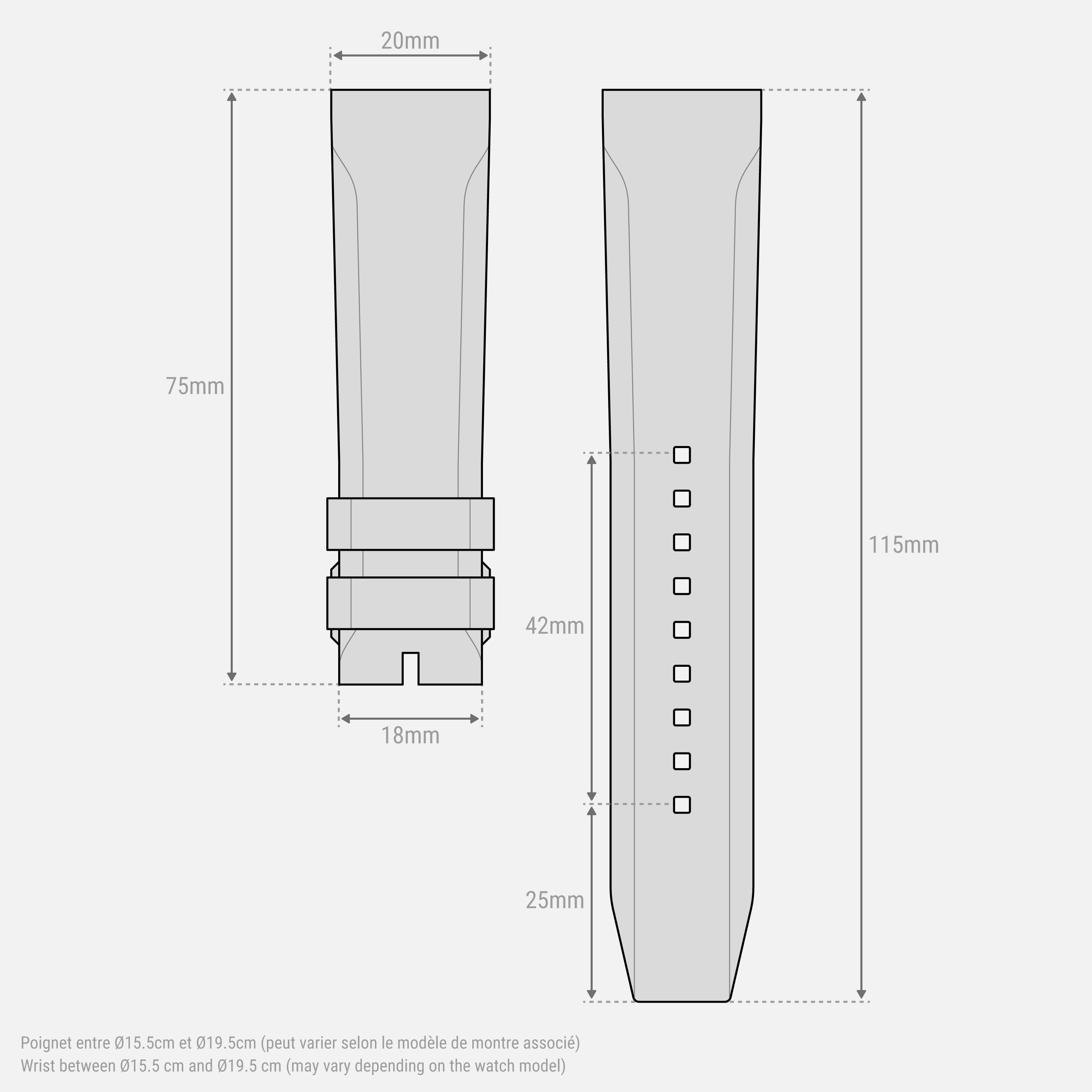 Bracelet caoutchouc orange NBR 20mm