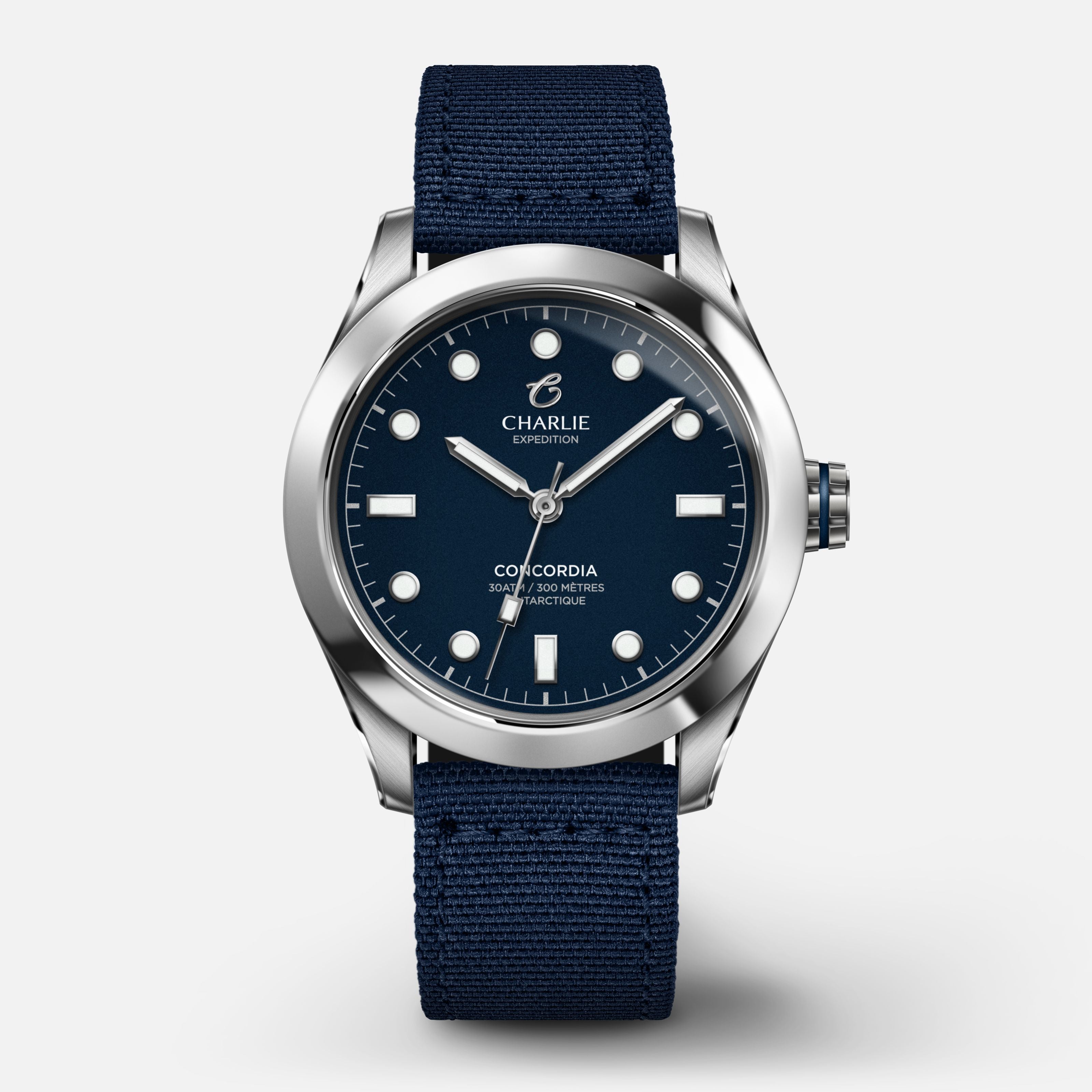 CONCORDIA - Quartz - Bleu Antarctique Montres CHARLIE Nylon Bleu