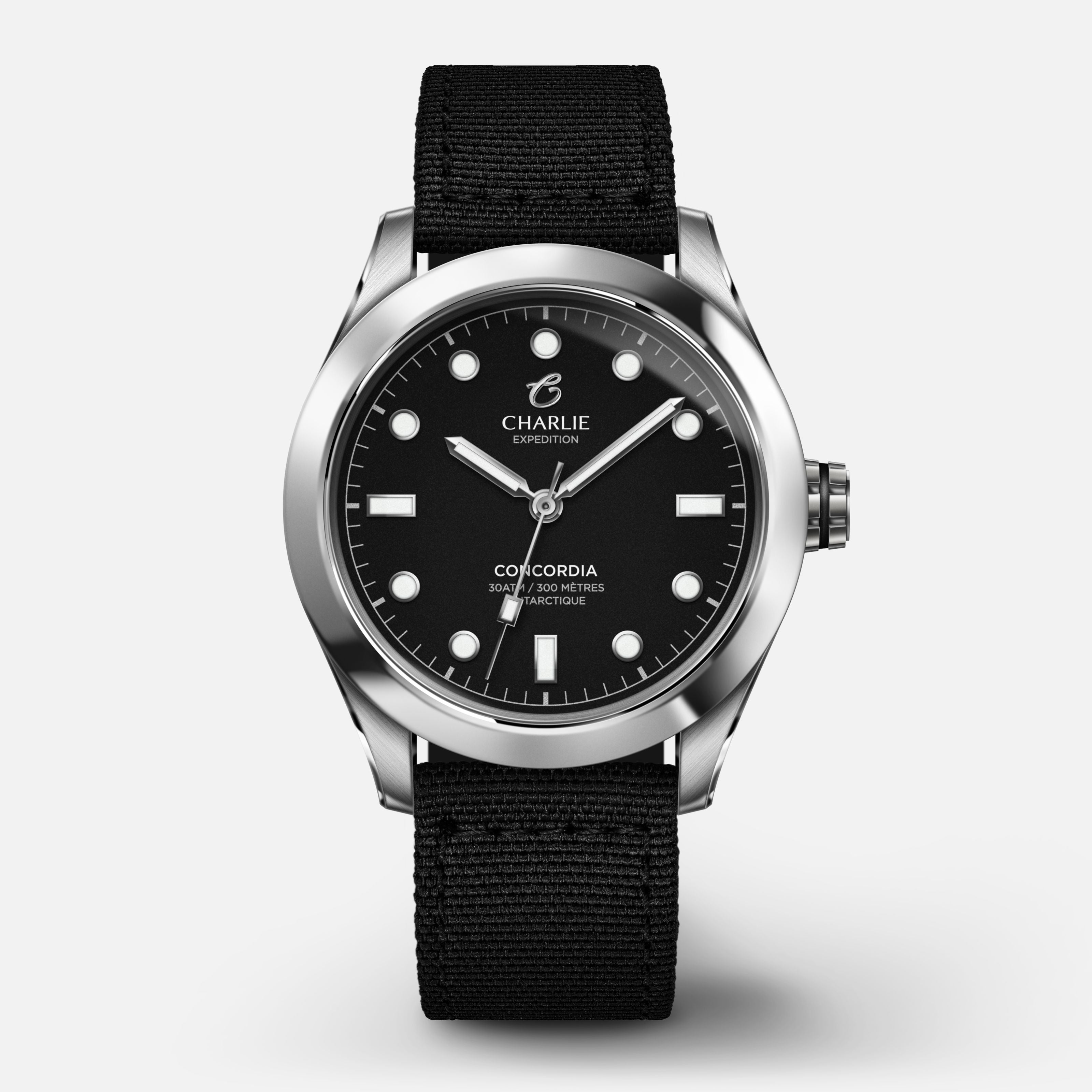 CONCORDIA - Quartz - Noir Montres CHARLIE Nylon Noir