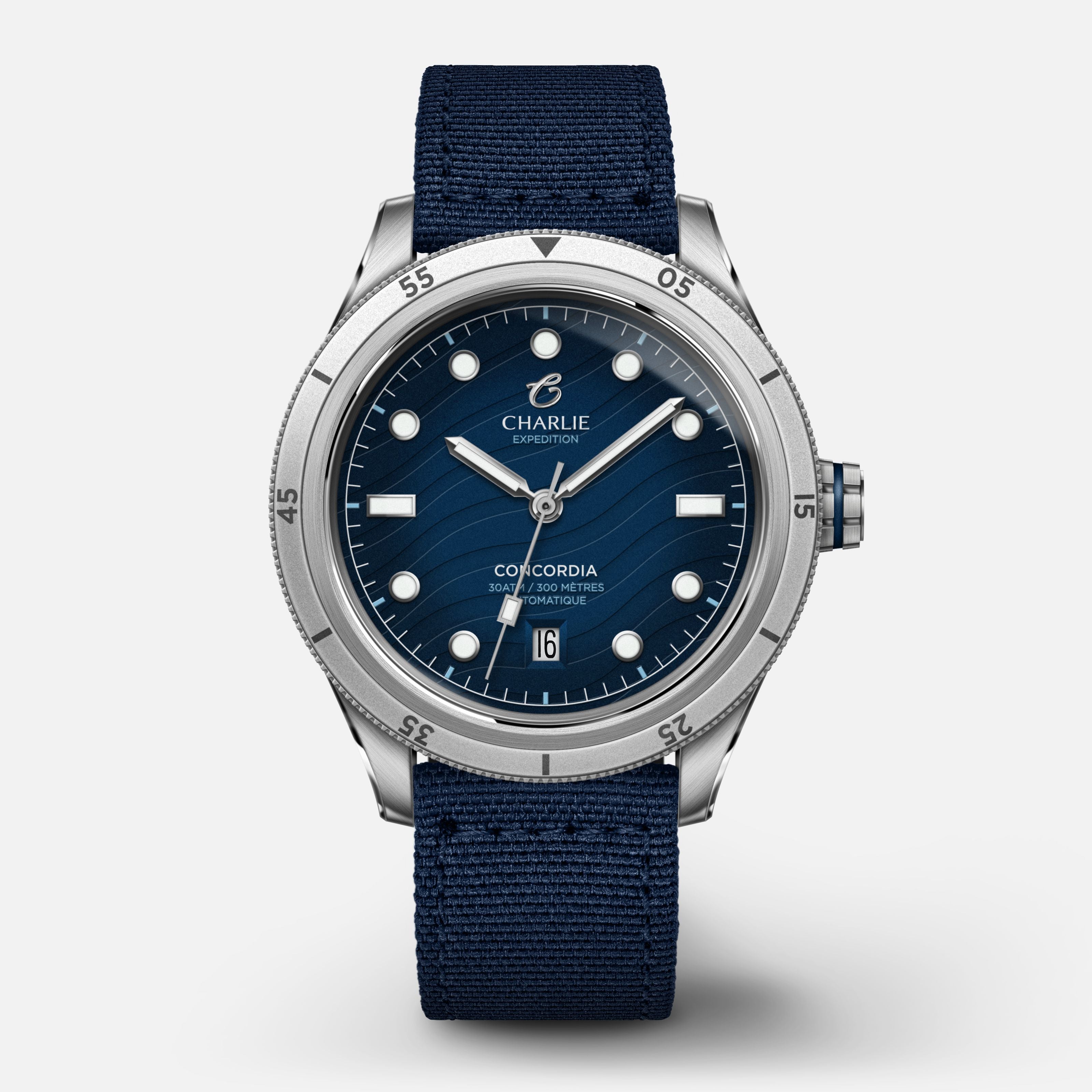 CONCORDIA - Automatique - Nazaré Montres CHARLIE Nylon bleu