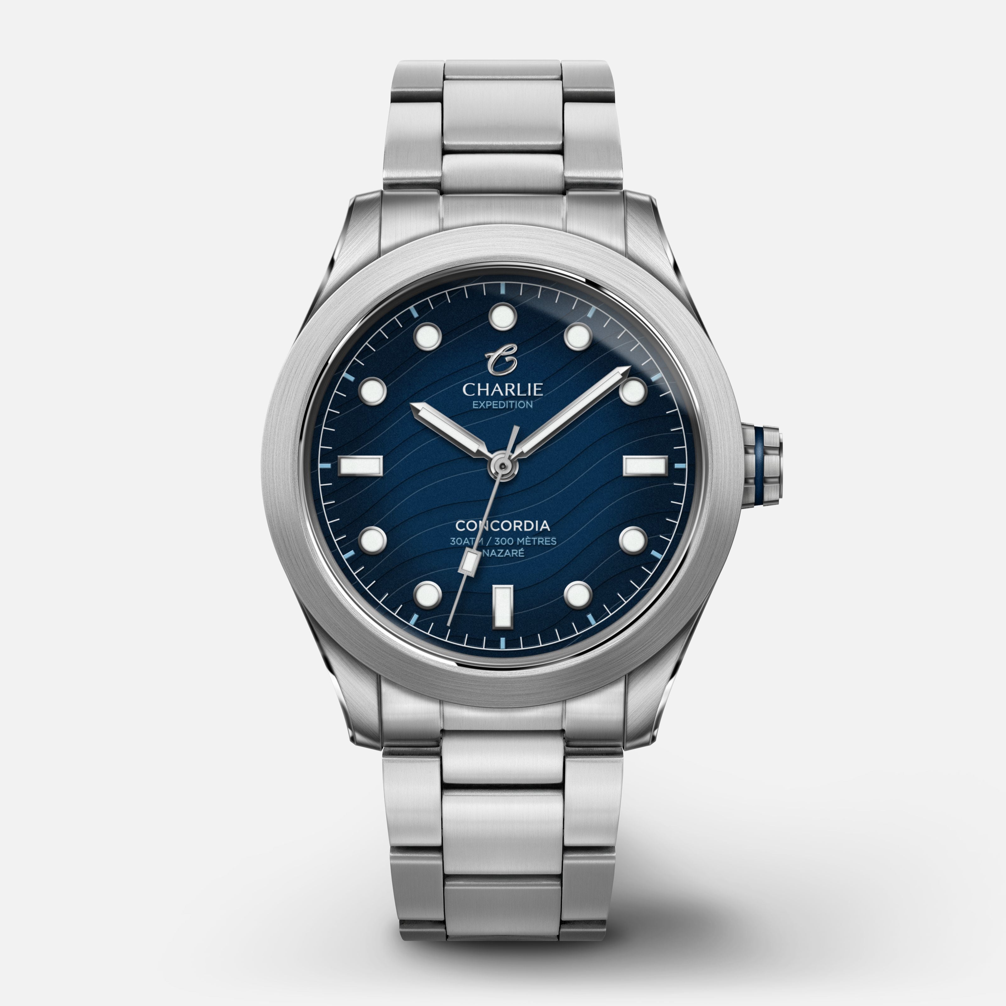 CONCORDIA - Quartz - Nazaré Montres CHARLIE Acier 3 maillons