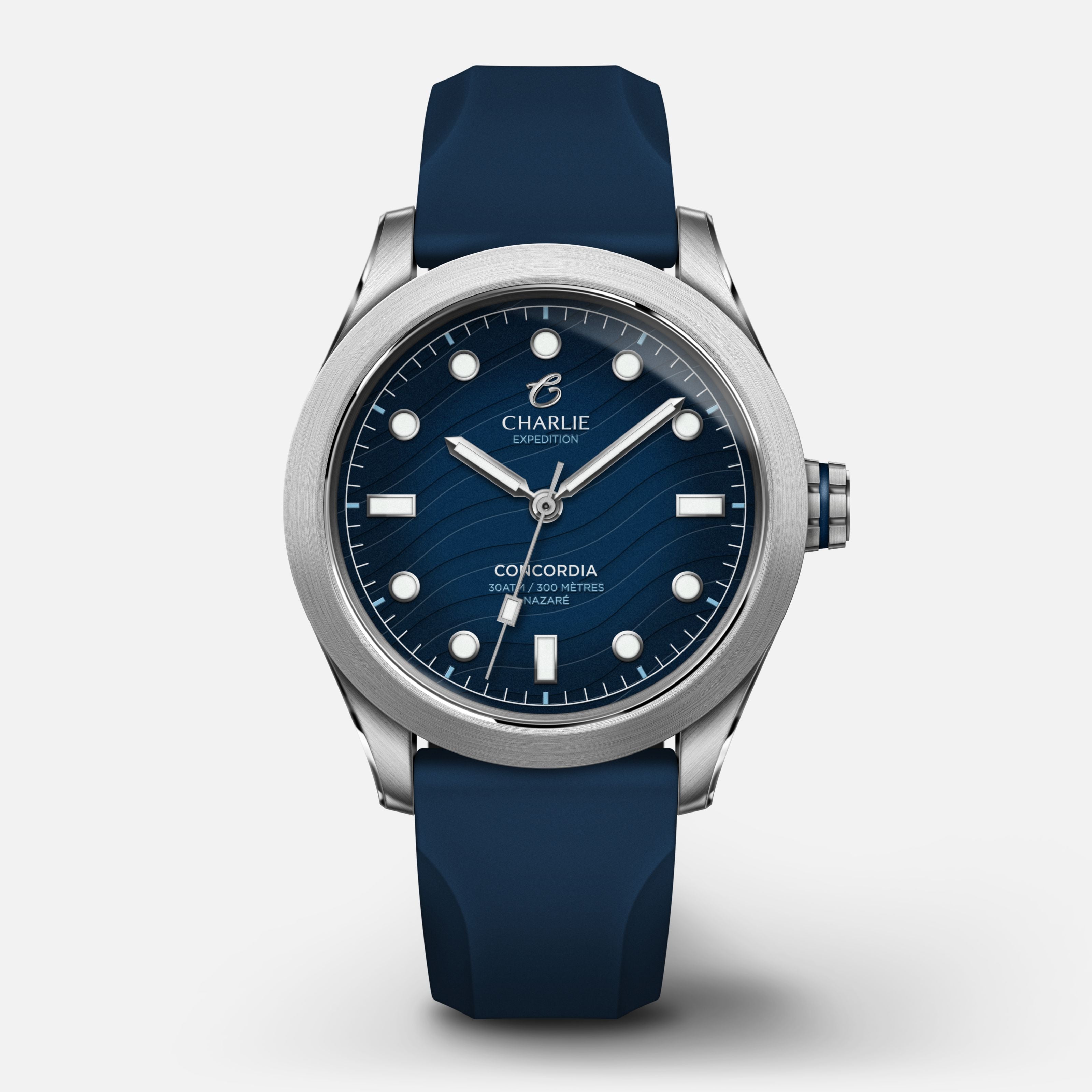 CONCORDIA - Quartz - Nazaré Montres CHARLIE Caoutchouc bleu