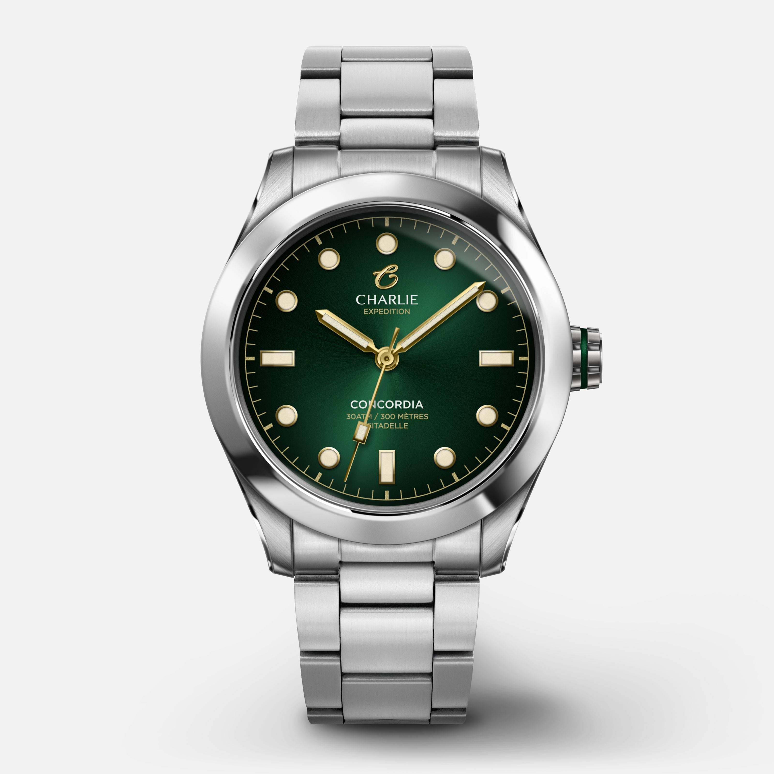 CONCORDIA - Quartz - Citadelle Montres CHARLIE Acier 3 maillons