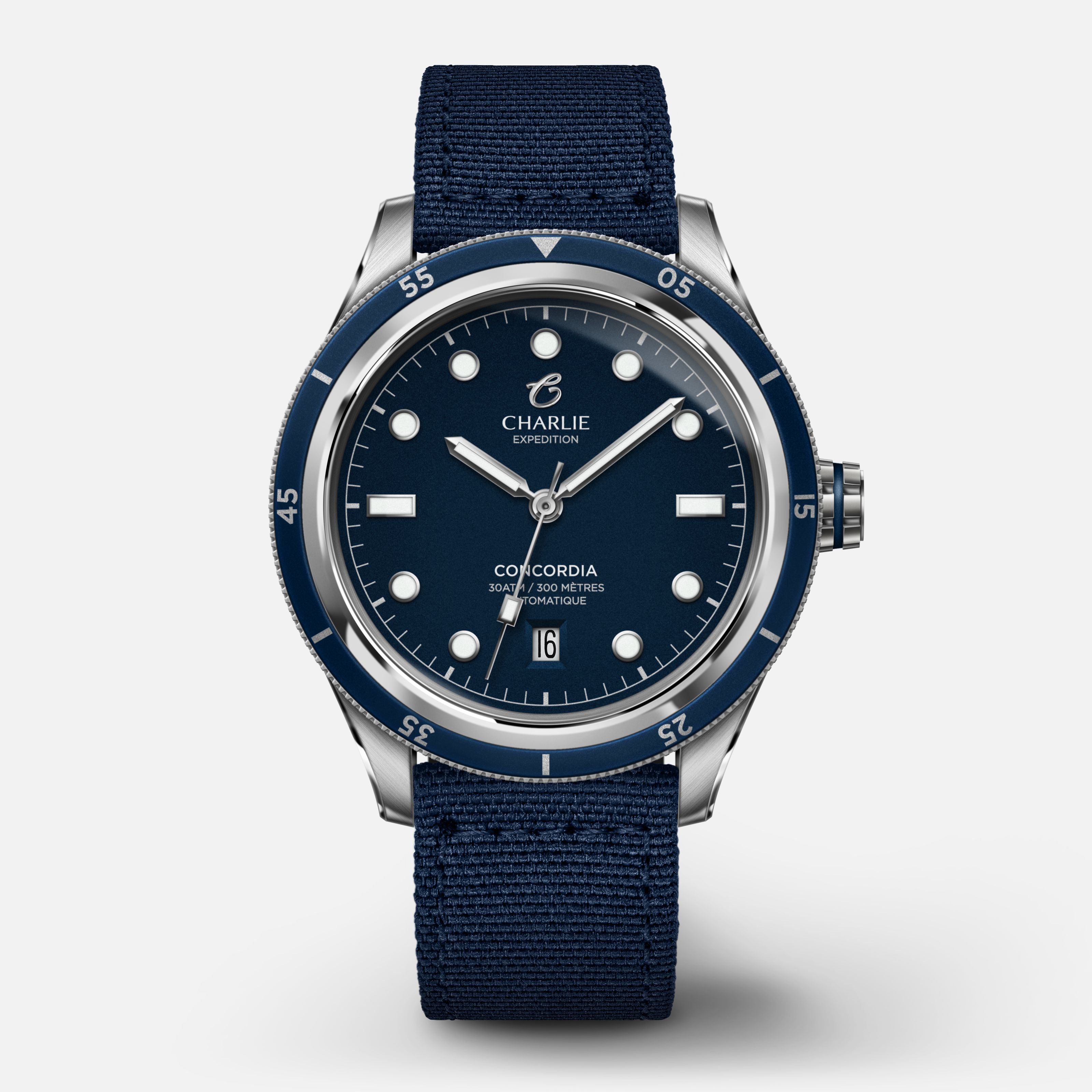 CONCORDIA - Automatique - Bleu Antarctique Montres CHARLIE Nylon bleu