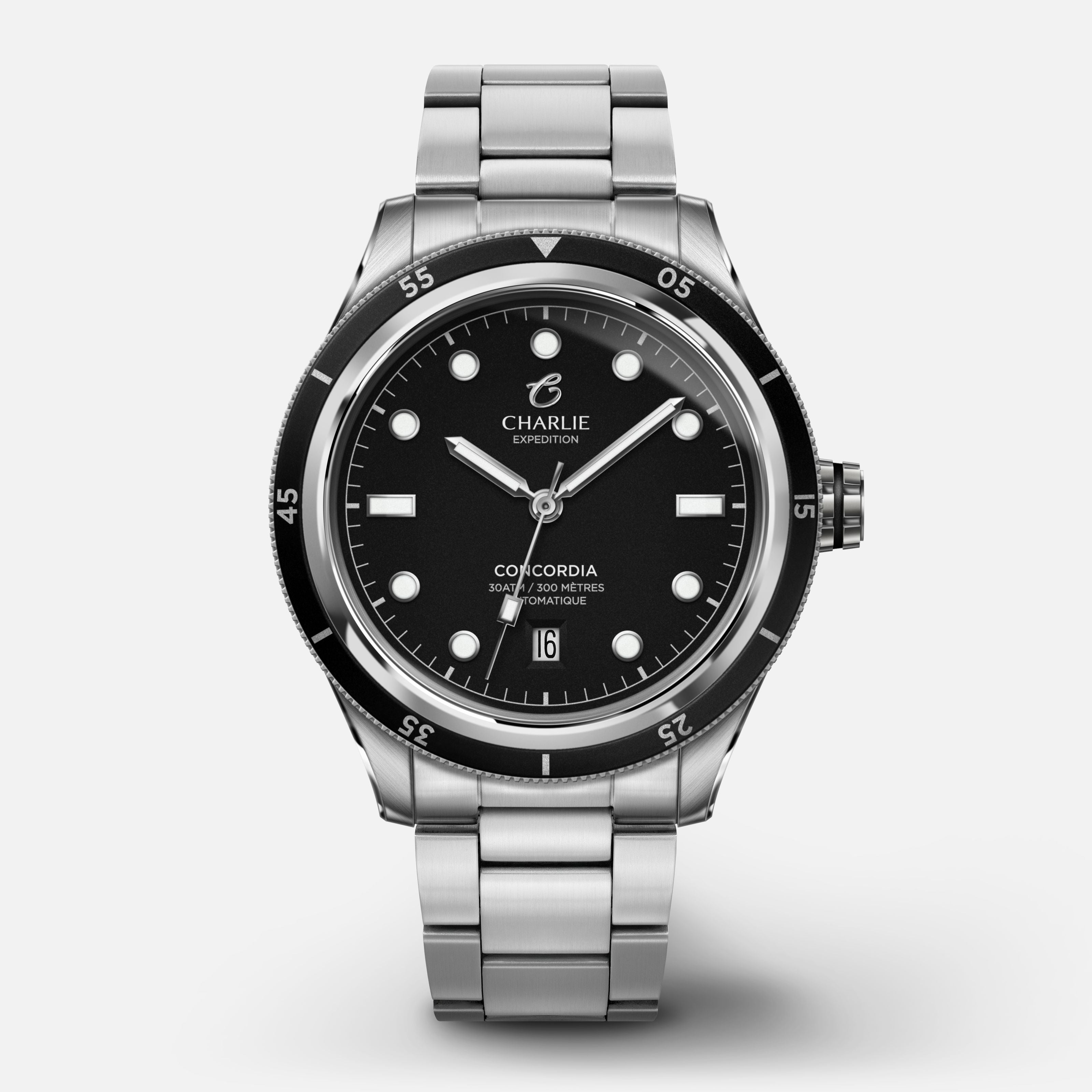 CONCORDIA - Automatique - Noir Montres CHARLIE Acier 3 maillons