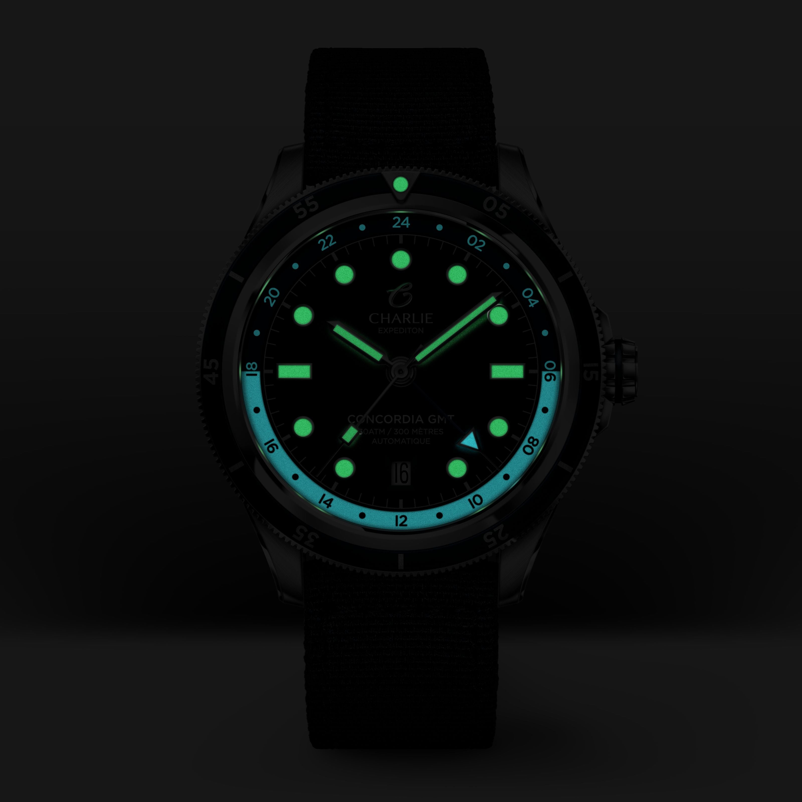 CONCORDIA - Automatique GMT - Bleu Antarctique Montres CHARLIE