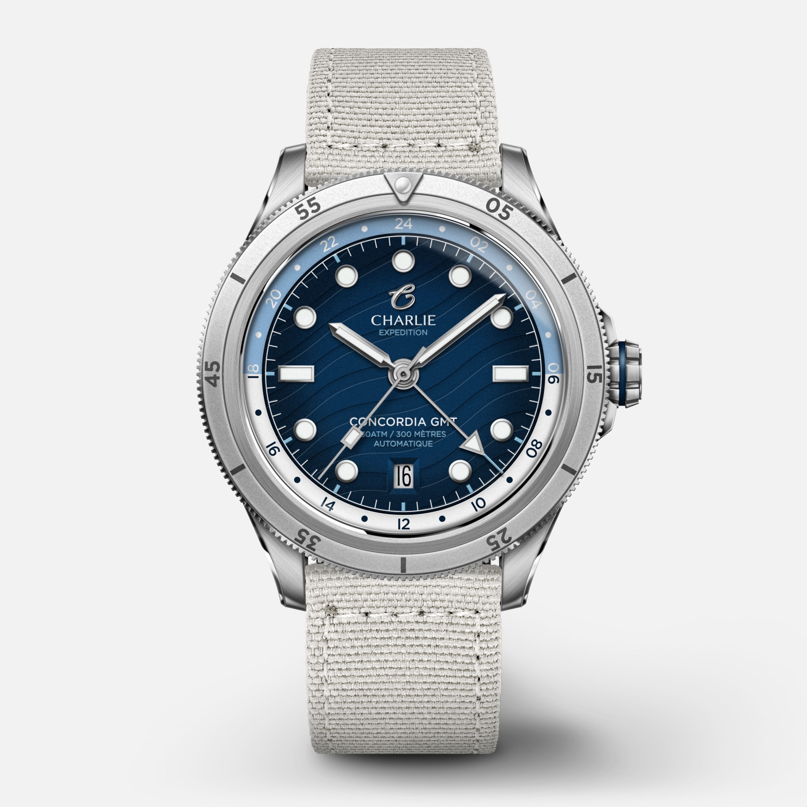 CONCORDIA - Automatique GMT - Nazaré Montres CHARLIE Nylon off-white