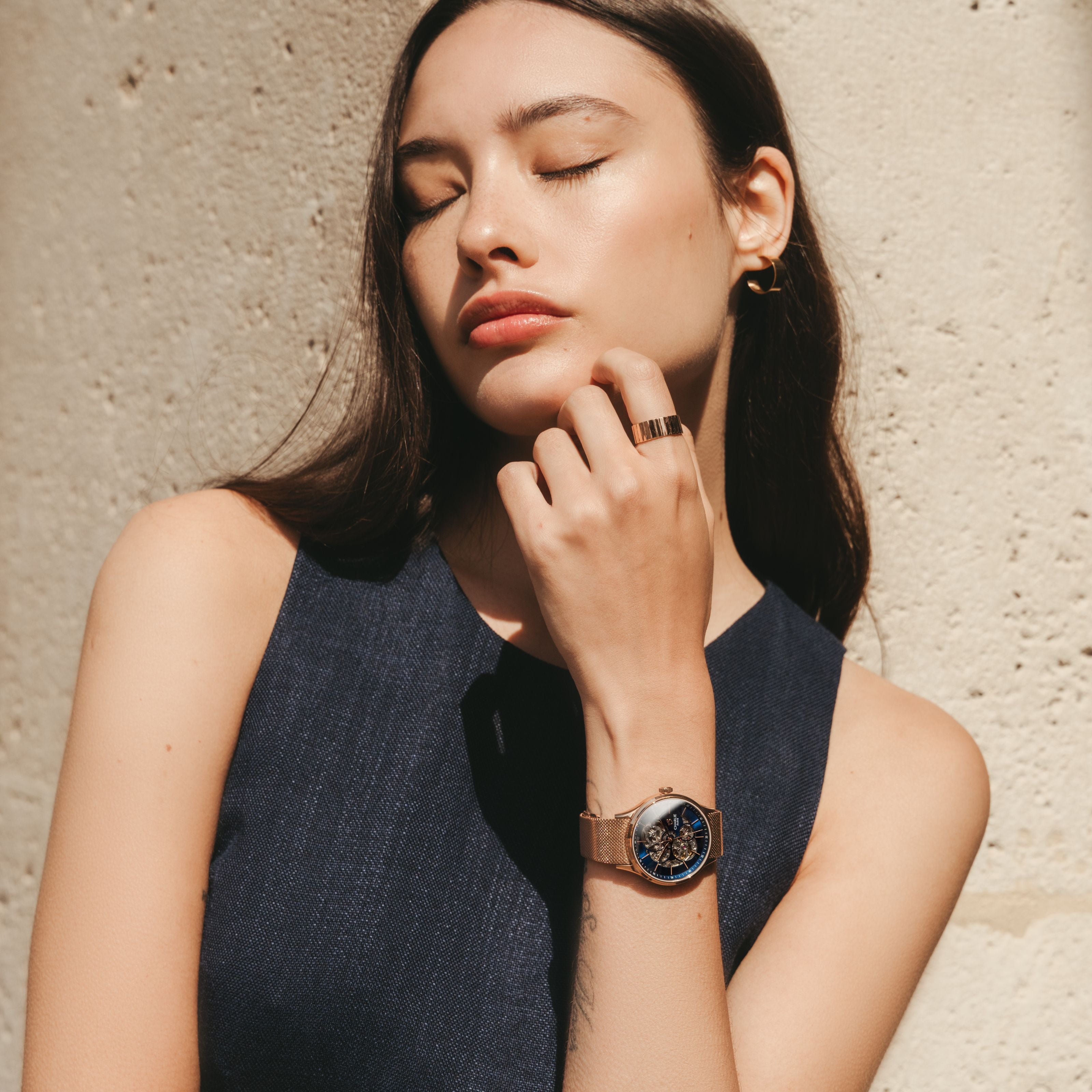 <tc>INITIAL 36 - Traforato - Oro rosa/Blu</tc>