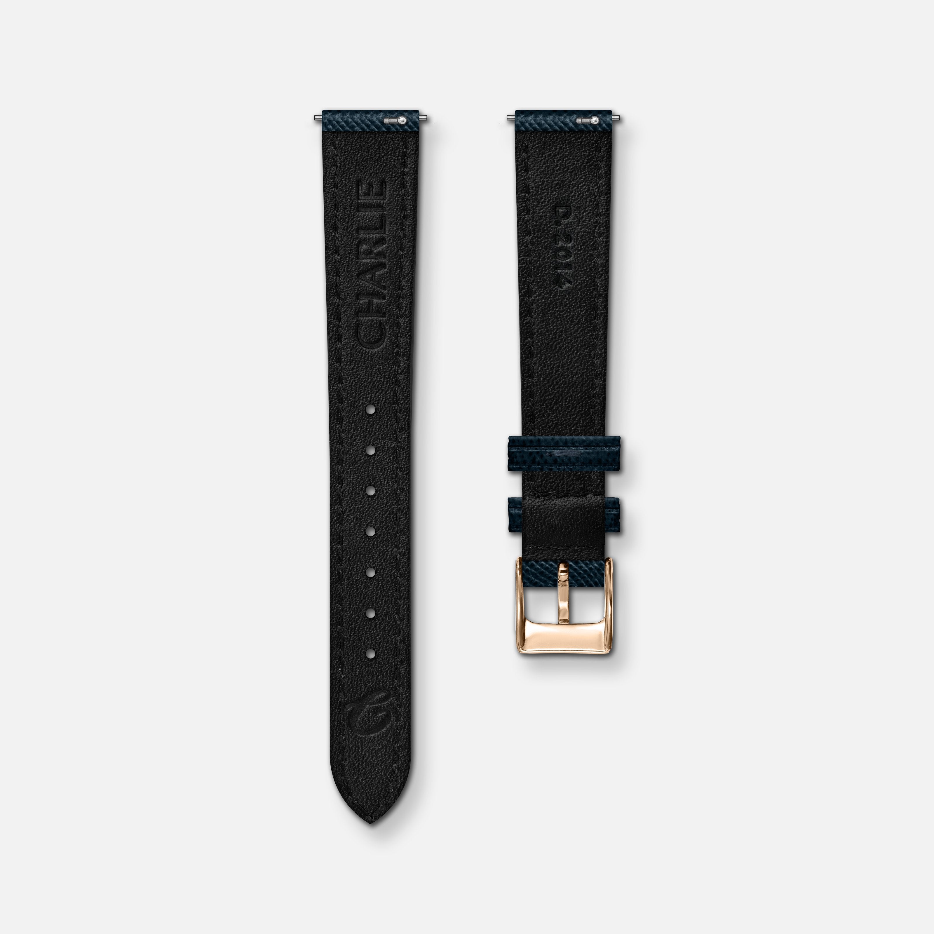 Bracelet cuir saffiano bleu 14mm Bracelets de montres CHARLIE