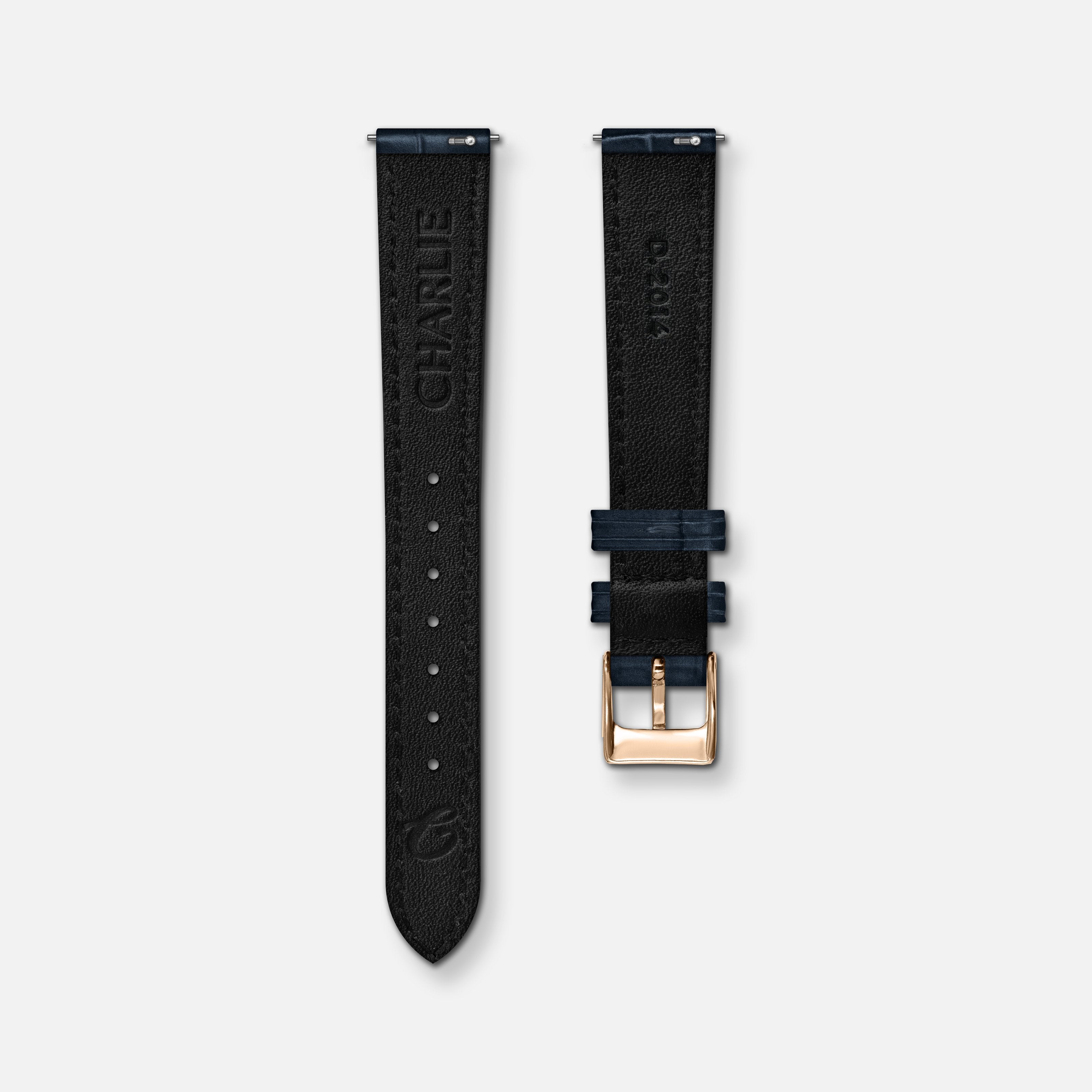 Bracelet cuir crocograin bleu 14mm Bracelets de montres CHARLIE