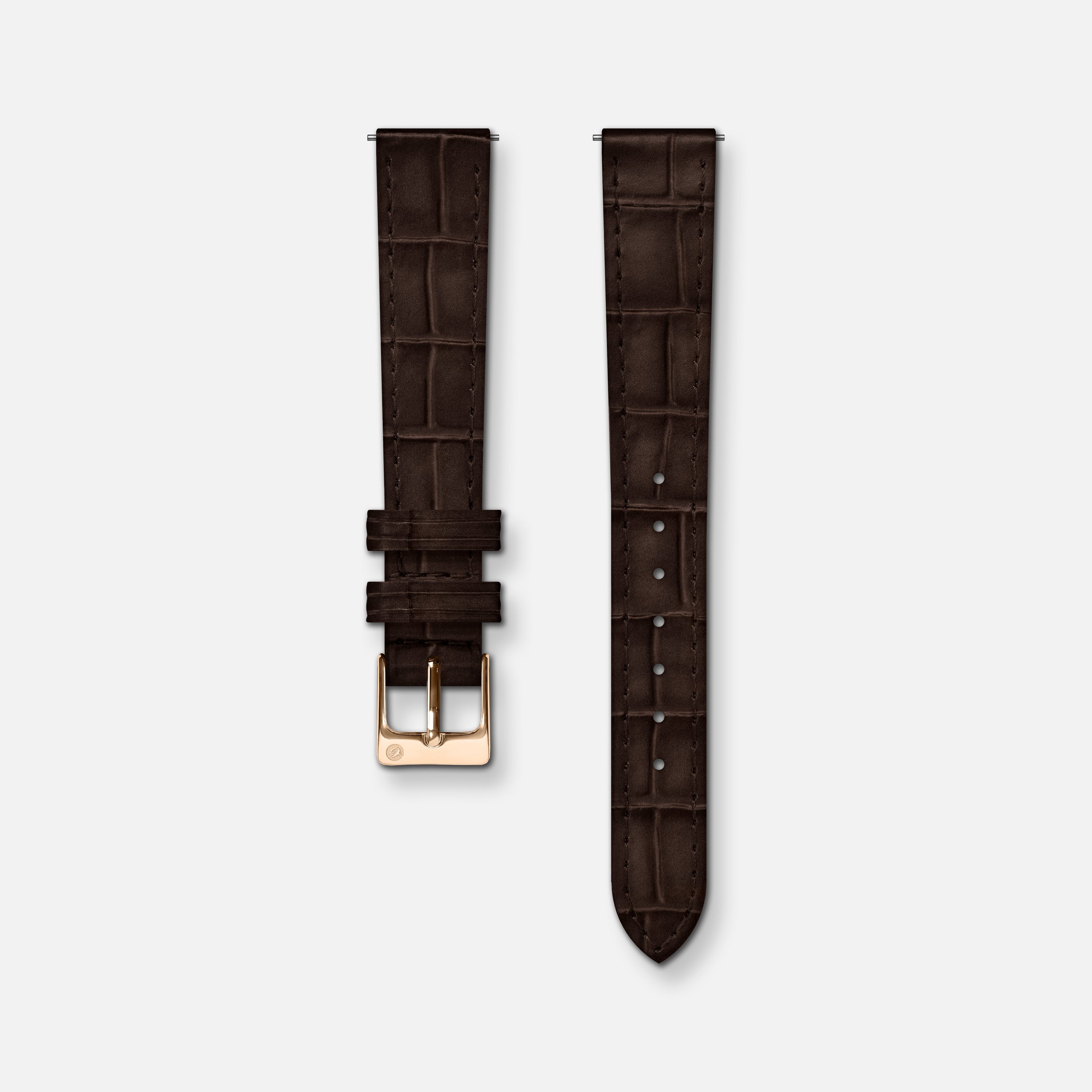 Bracelet cuir crocograin chocolat 14mm Bracelets de montres CHARLIE