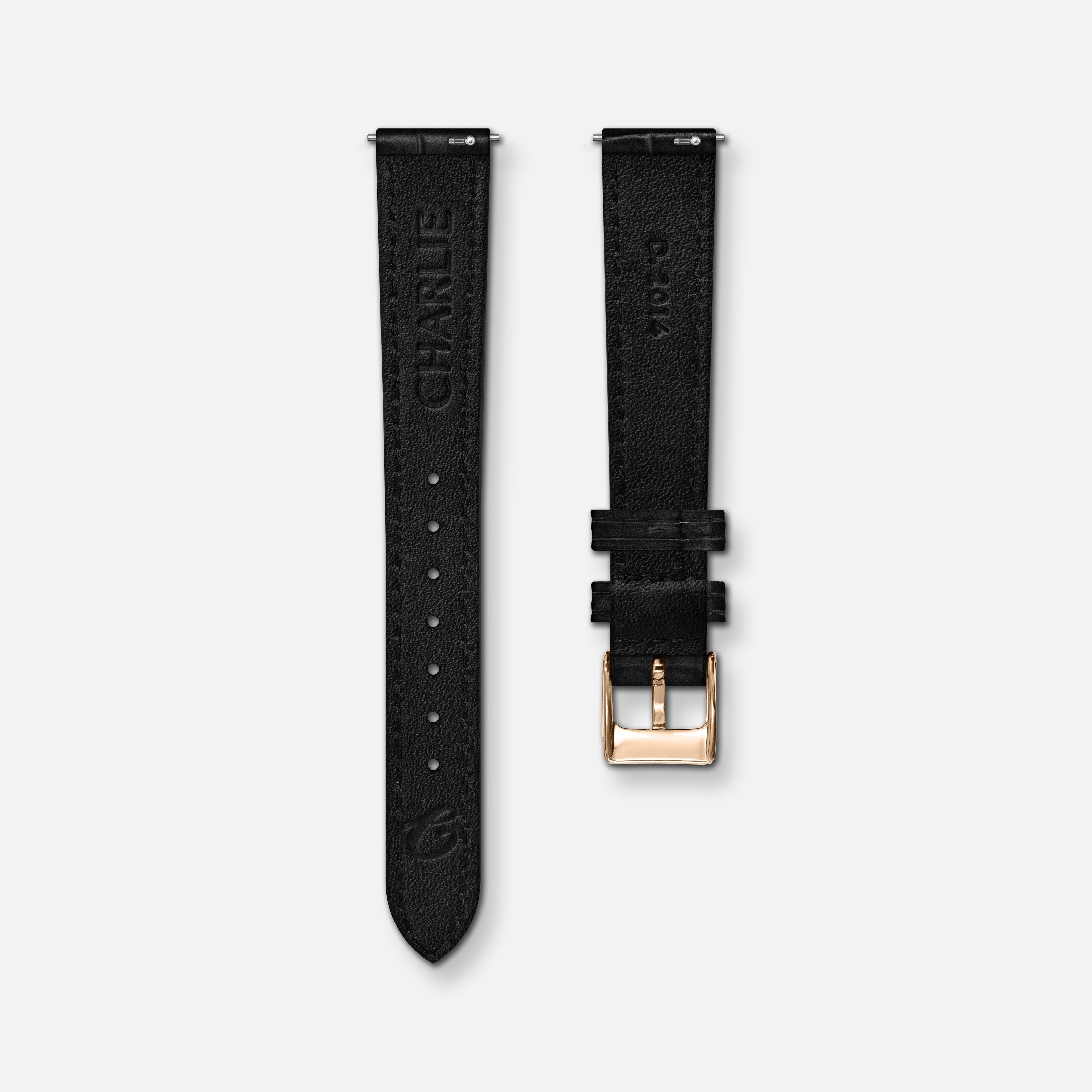 Bracelet cuir crocograin noir 14mm Bracelets de montres CHARLIE