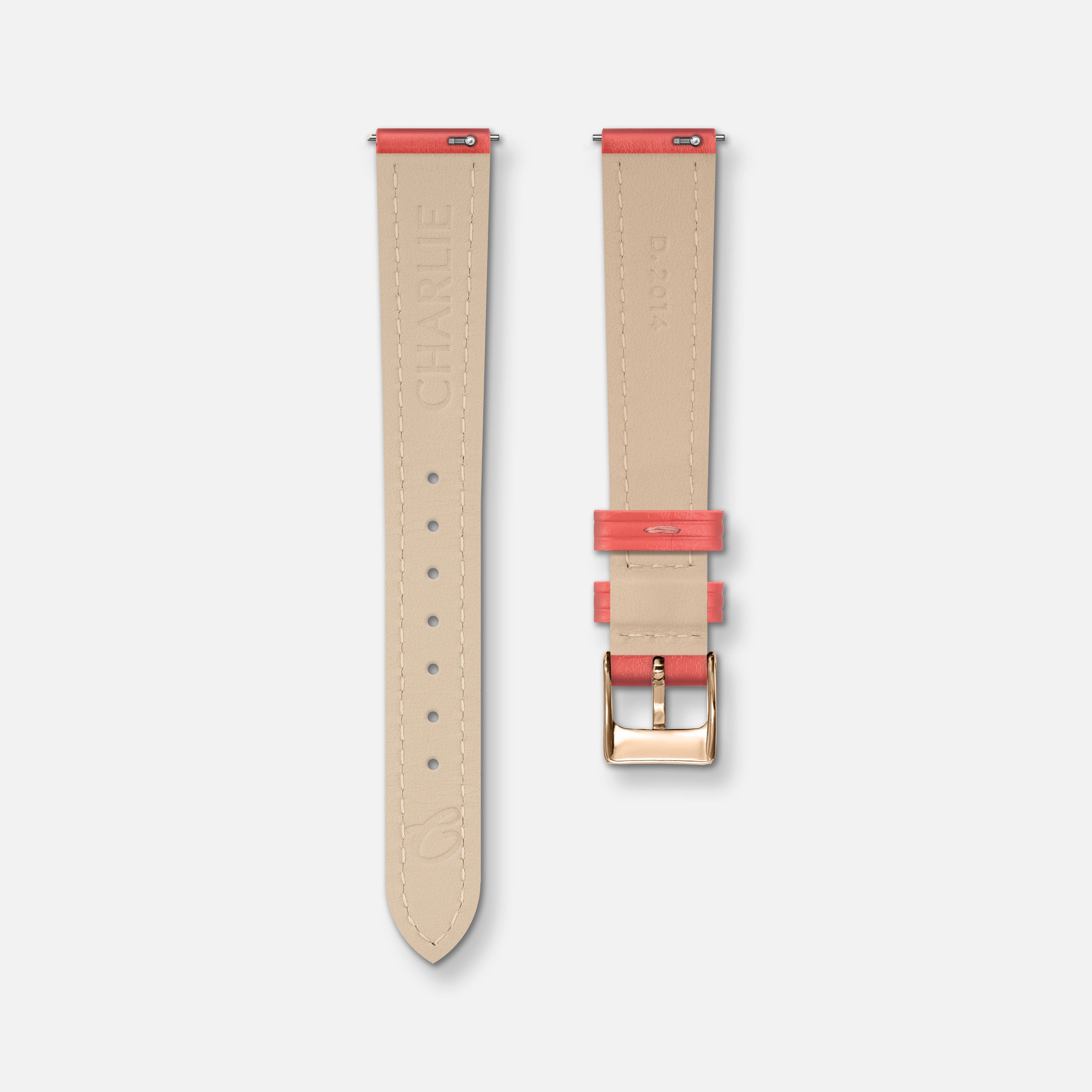 Bracelet cuir rose hibiscus 14mm Bracelets de montres CHARLIE
