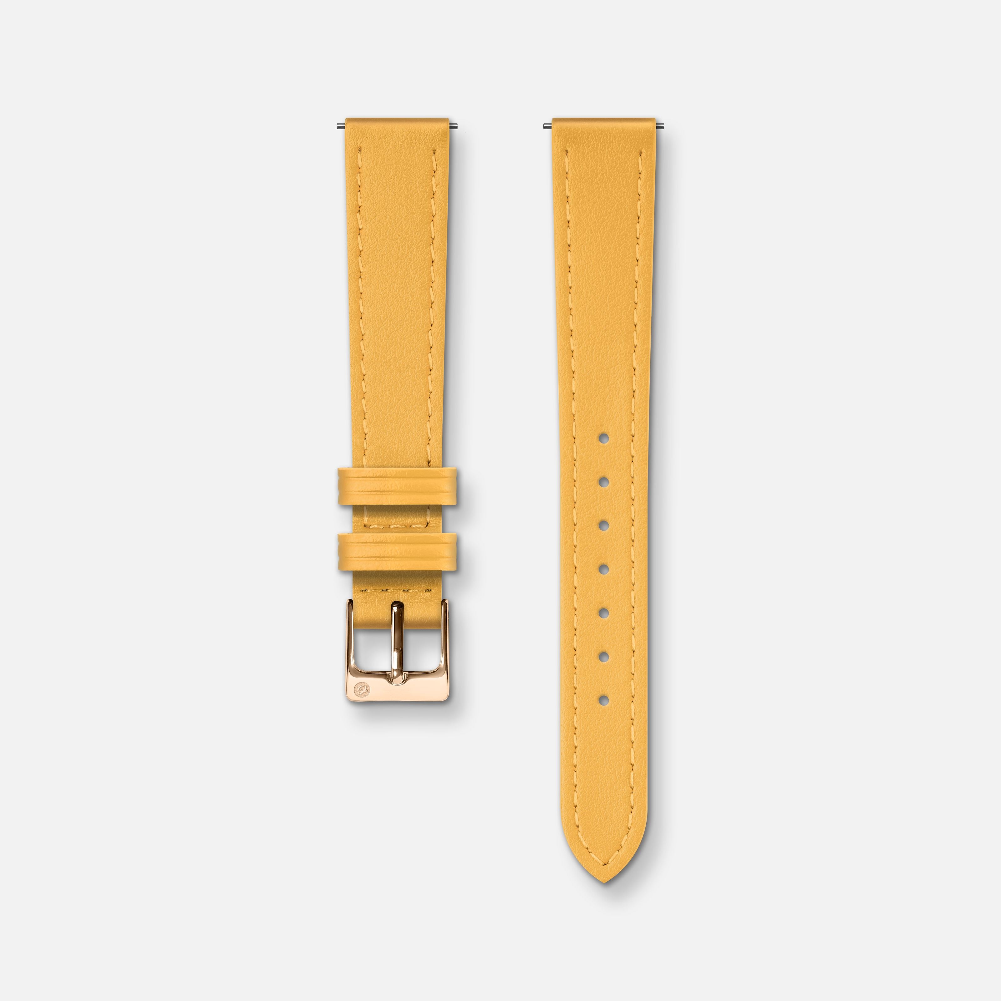 Bracelet cuir jaune toscan 14mm Bracelets de montres CHARLIE Or rose
