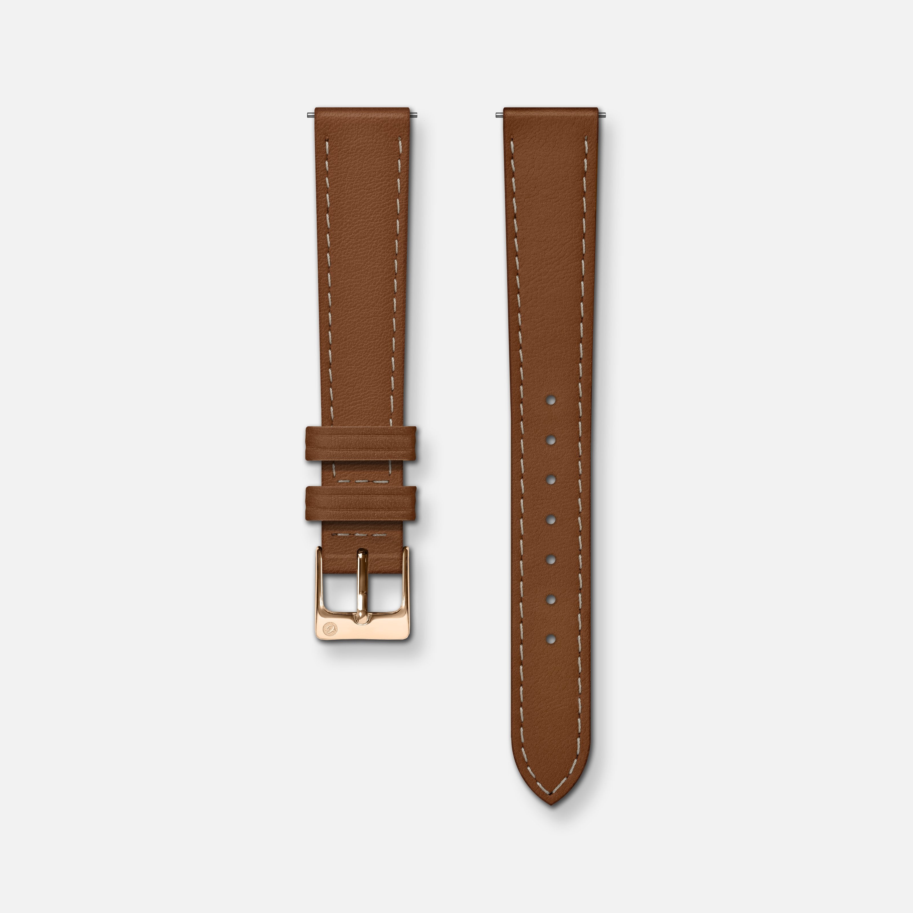 Bracelet cuir marron 14mm Bracelets de montres CHARLIE Or rose