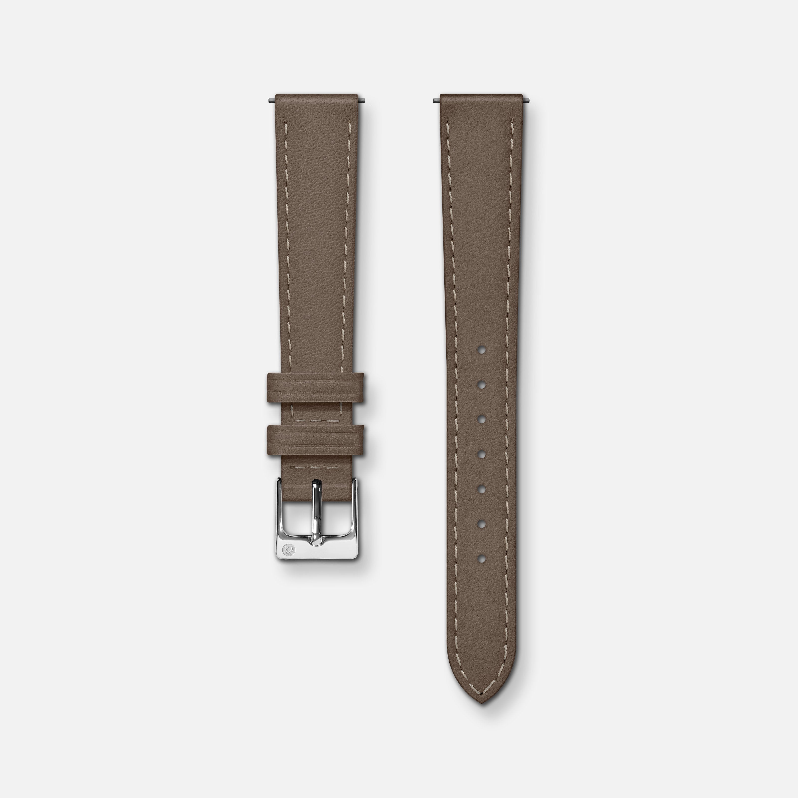 Bracelet cuir taupe 14mm Bracelets de montres CHARLIE Acier
