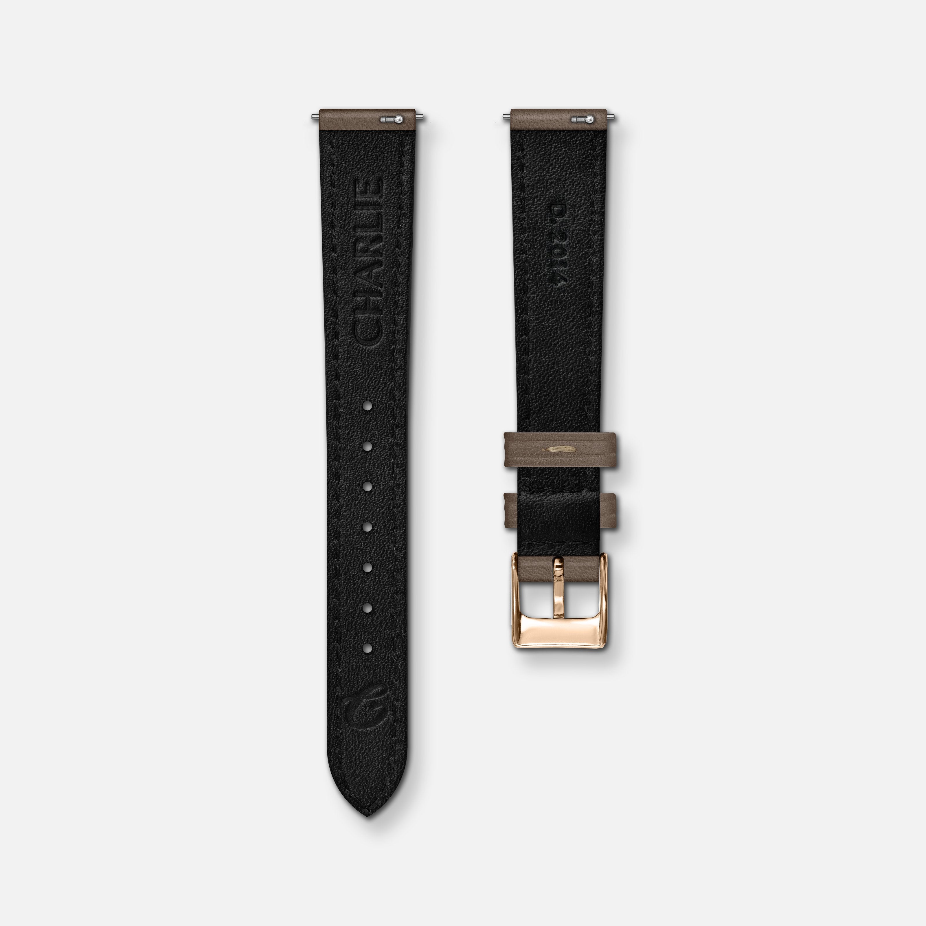 Bracelet cuir taupe 14mm Bracelets de montres CHARLIE