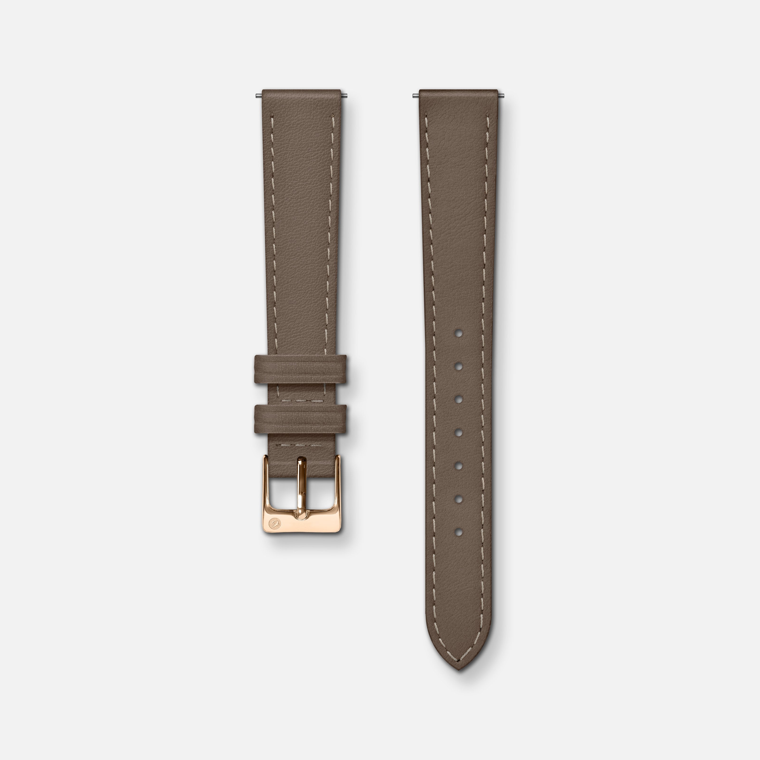 Bracelet cuir taupe 14mm Bracelets de montres CHARLIE Or rose