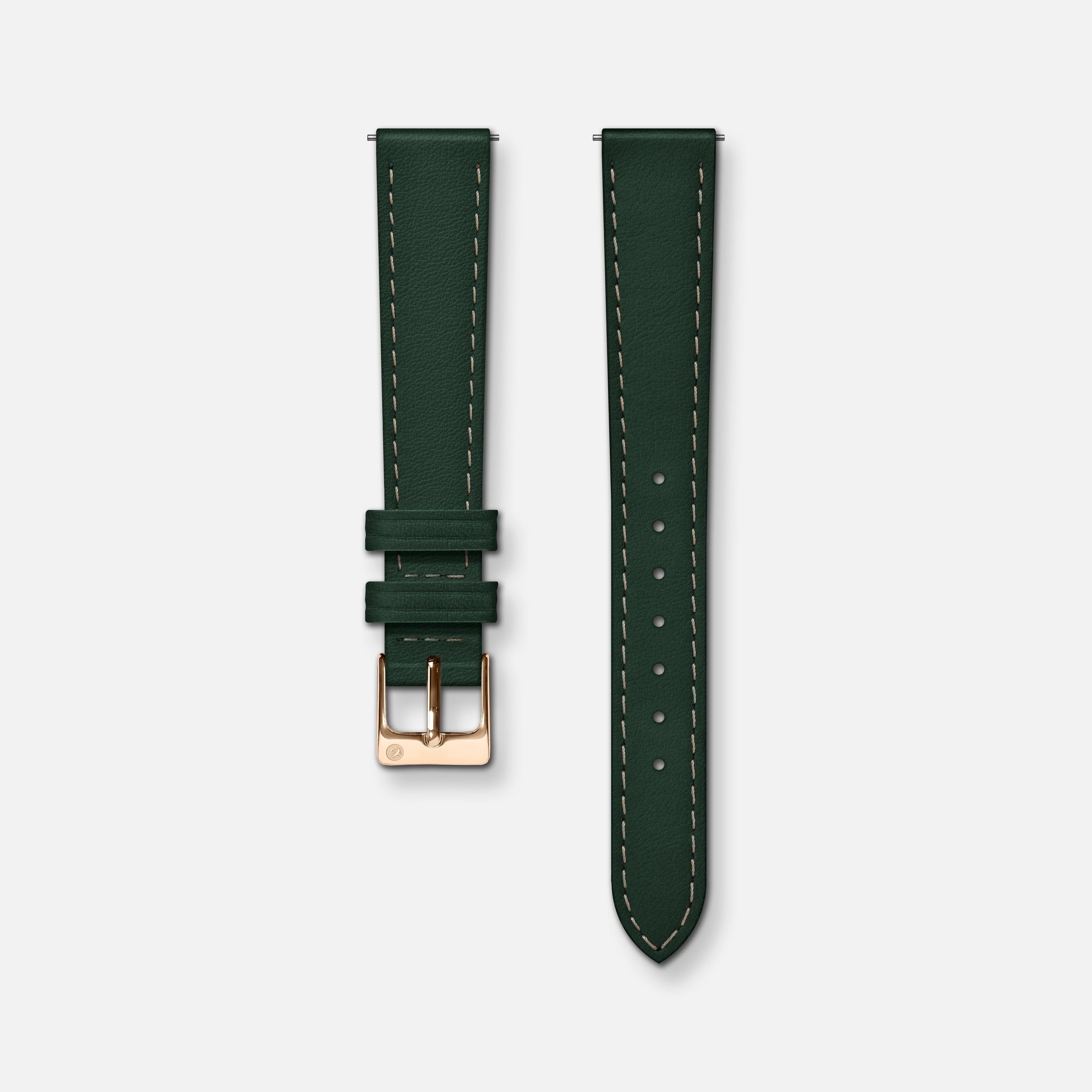Bracelet cuir vert 14mm Bracelets de montres CHARLIE Or rose