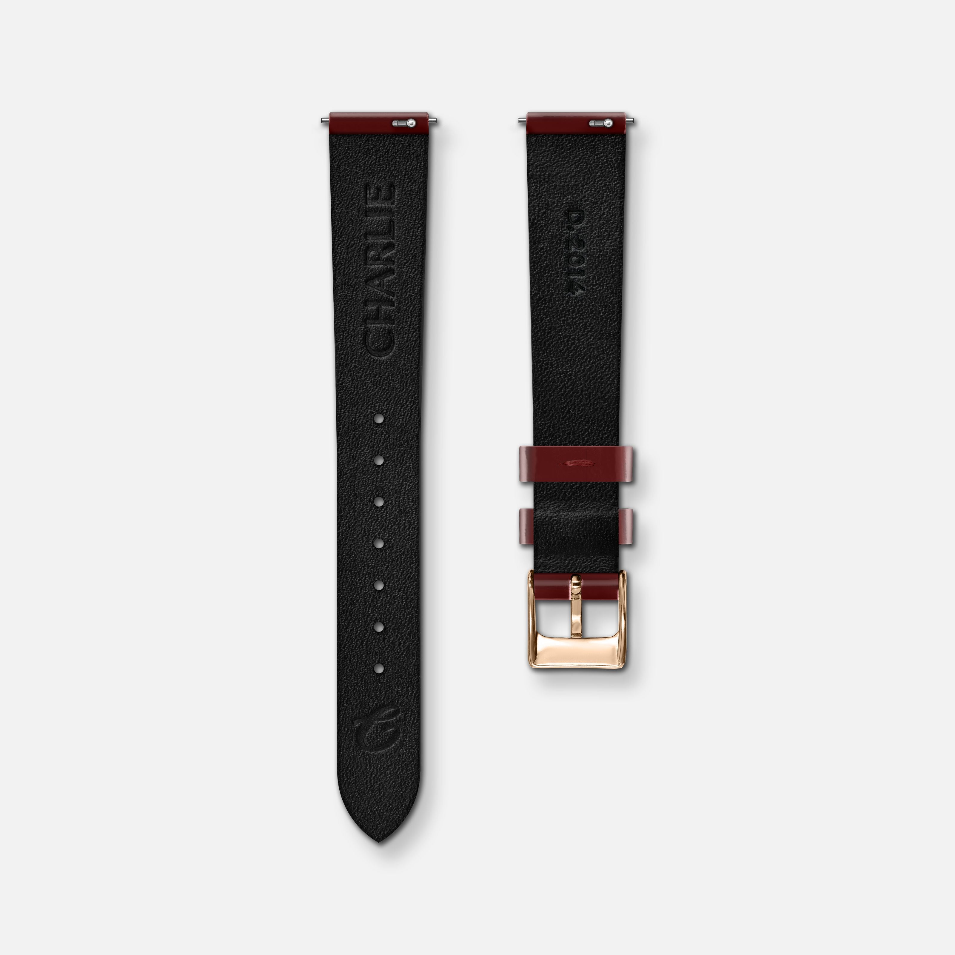 Bracelet cuir vernis bordeaux 14mm Bracelets de montres CHARLIE