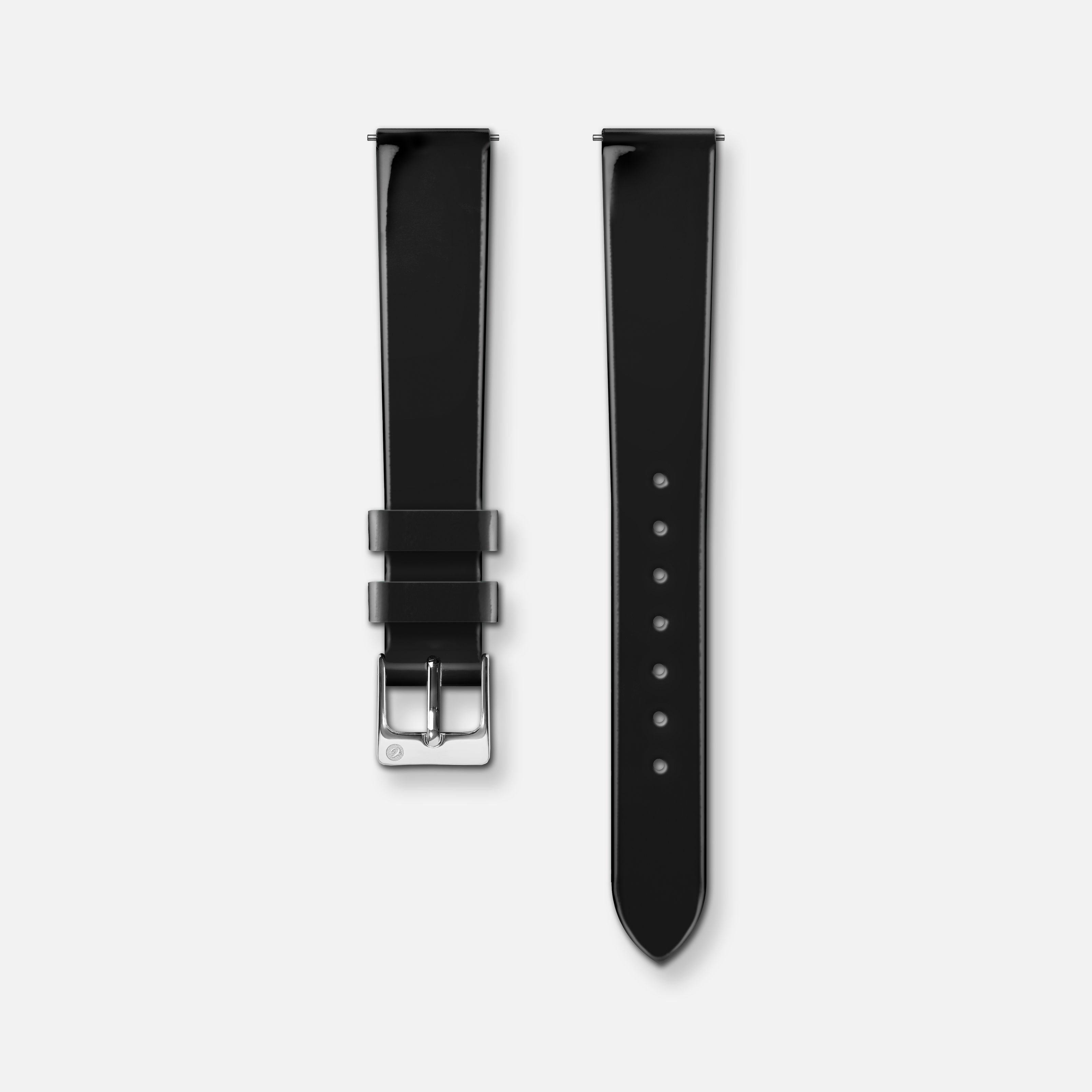 Bracelet cuir vernis noir 14mm Bracelets de montres CHARLIE Acier
