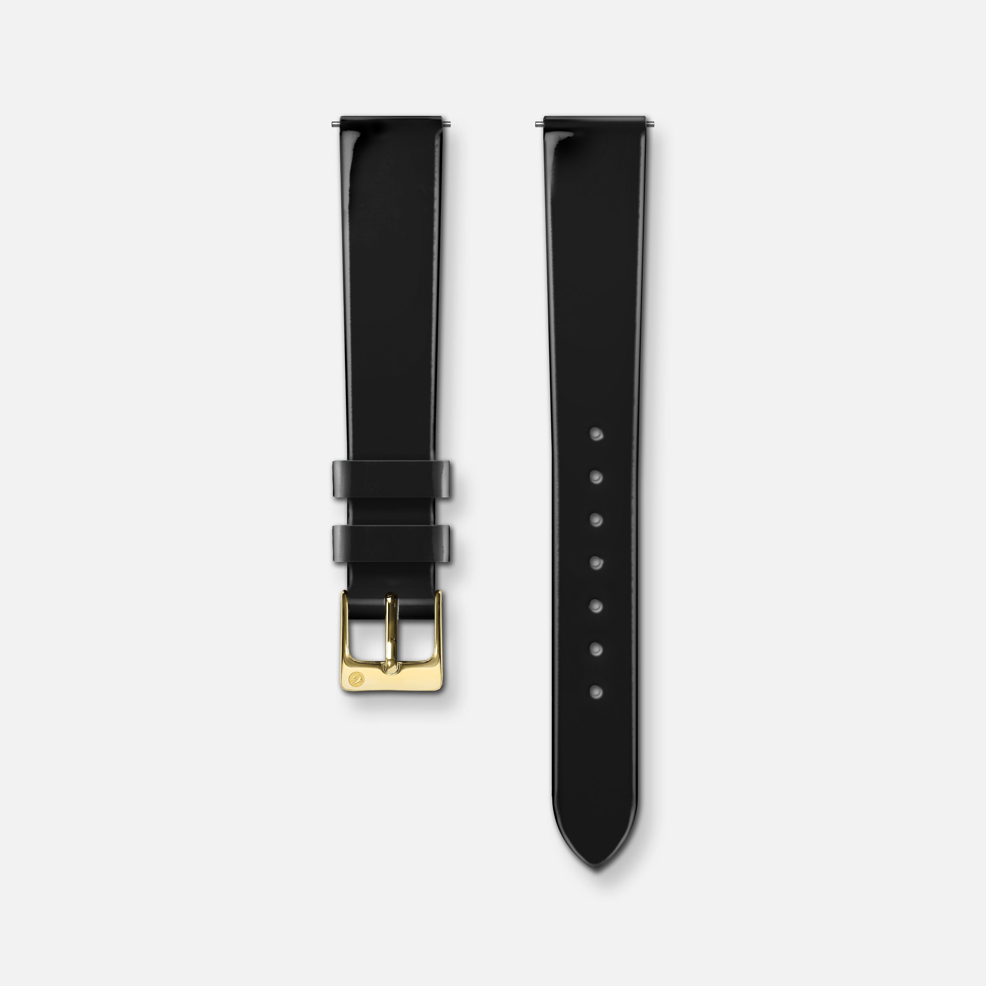 Bracelet cuir vernis noir 14mm Bracelets de montres CHARLIE Or