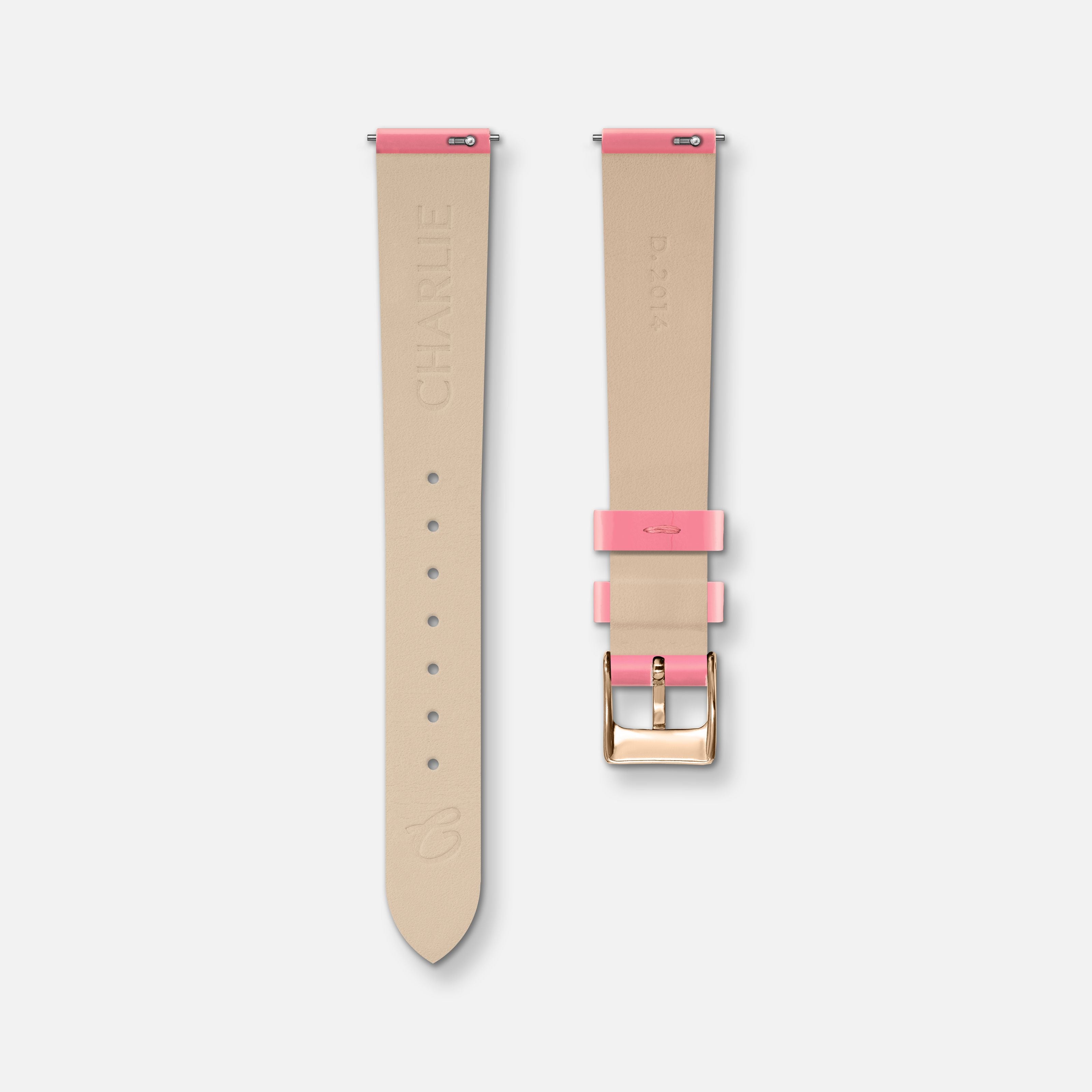 Bracelet cuir vernis rose 14mm Bracelets de montres CHARLIE