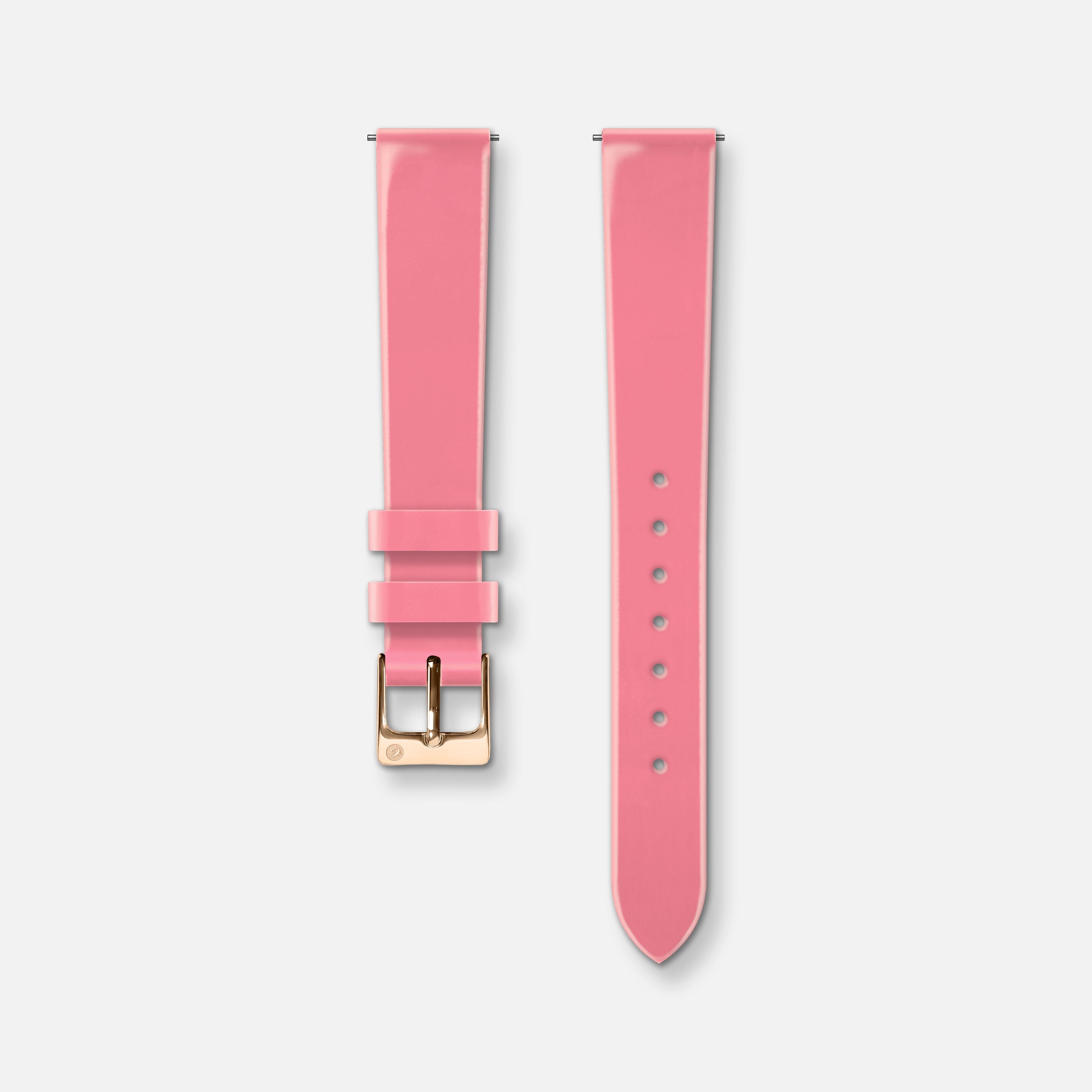 Bracelet cuir vernis rose 14mm Bracelets de montres CHARLIE Or rose