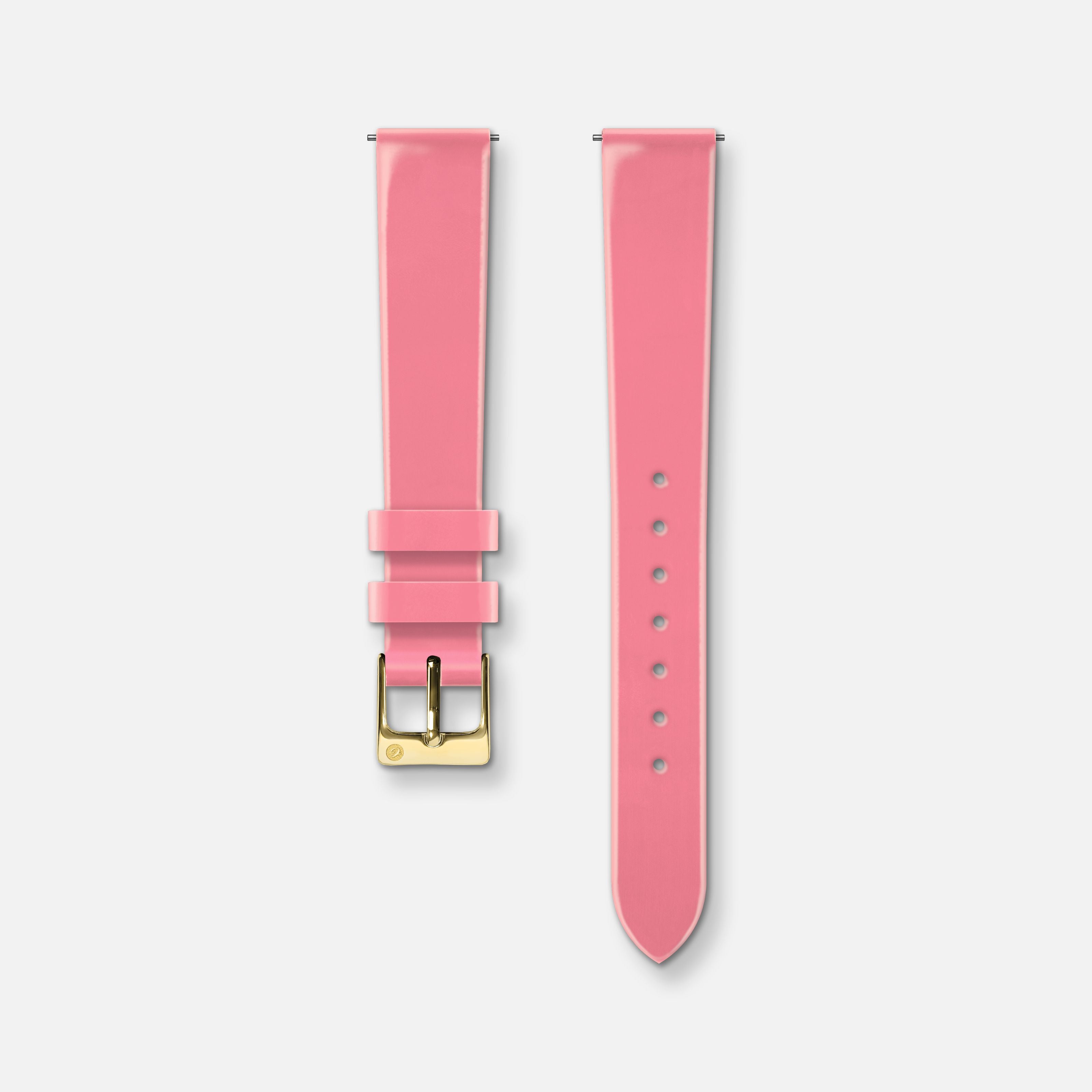 Bracelet cuir vernis rose 14mm Bracelets de montres CHARLIE Or
