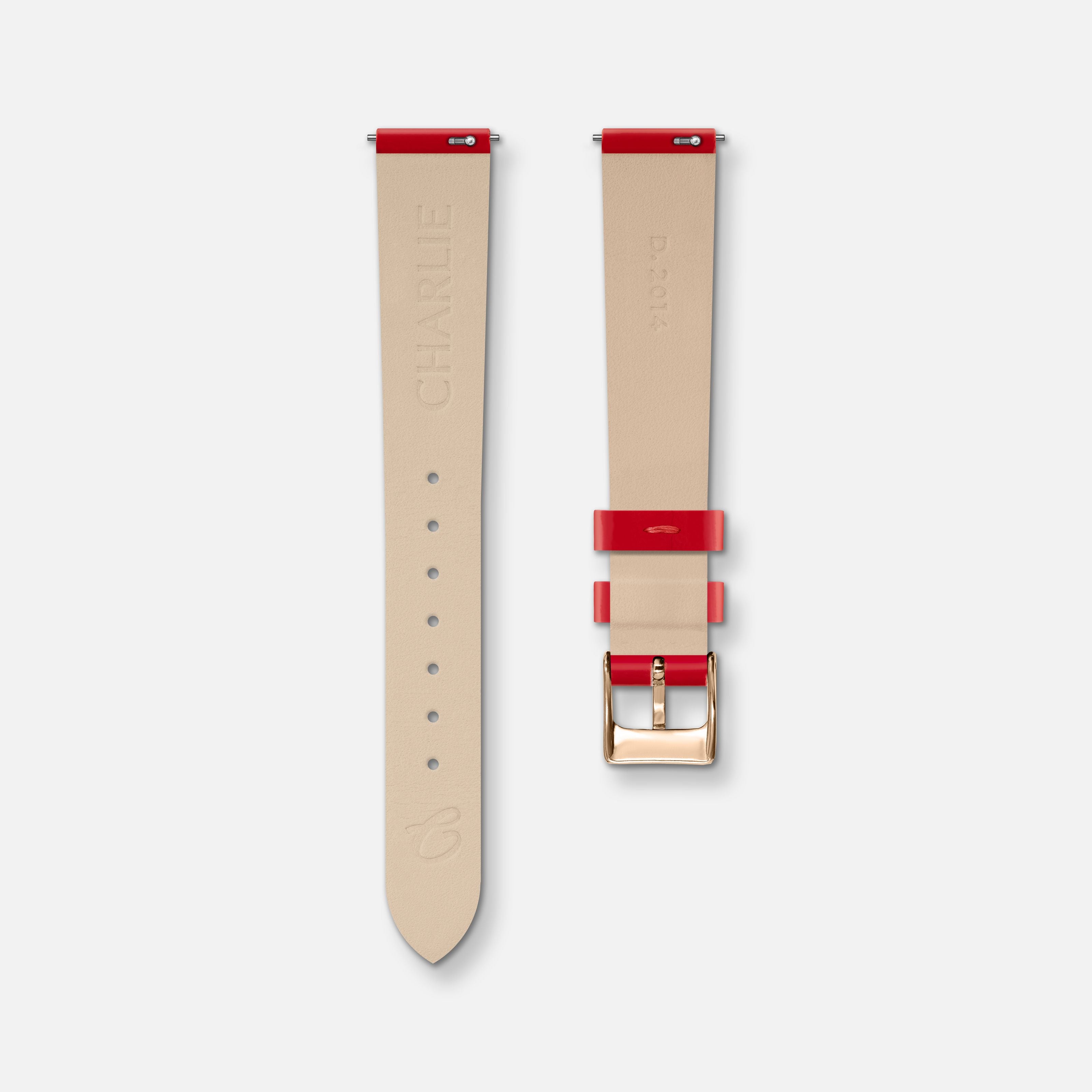 Bracelet cuir vernis rouge 14mm Bracelets de montres CHARLIE