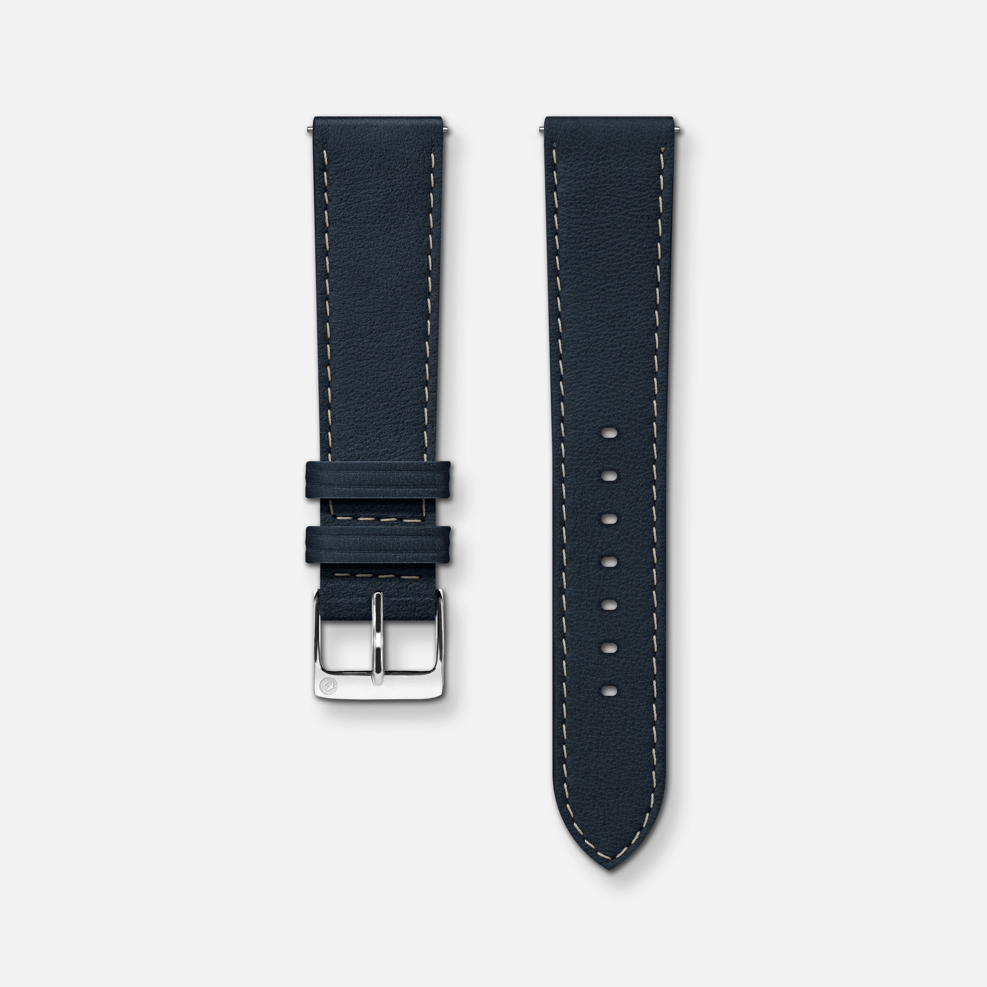 Bracelet cuir bleu 18mm Bracelets de montres CHARLIE Acier
