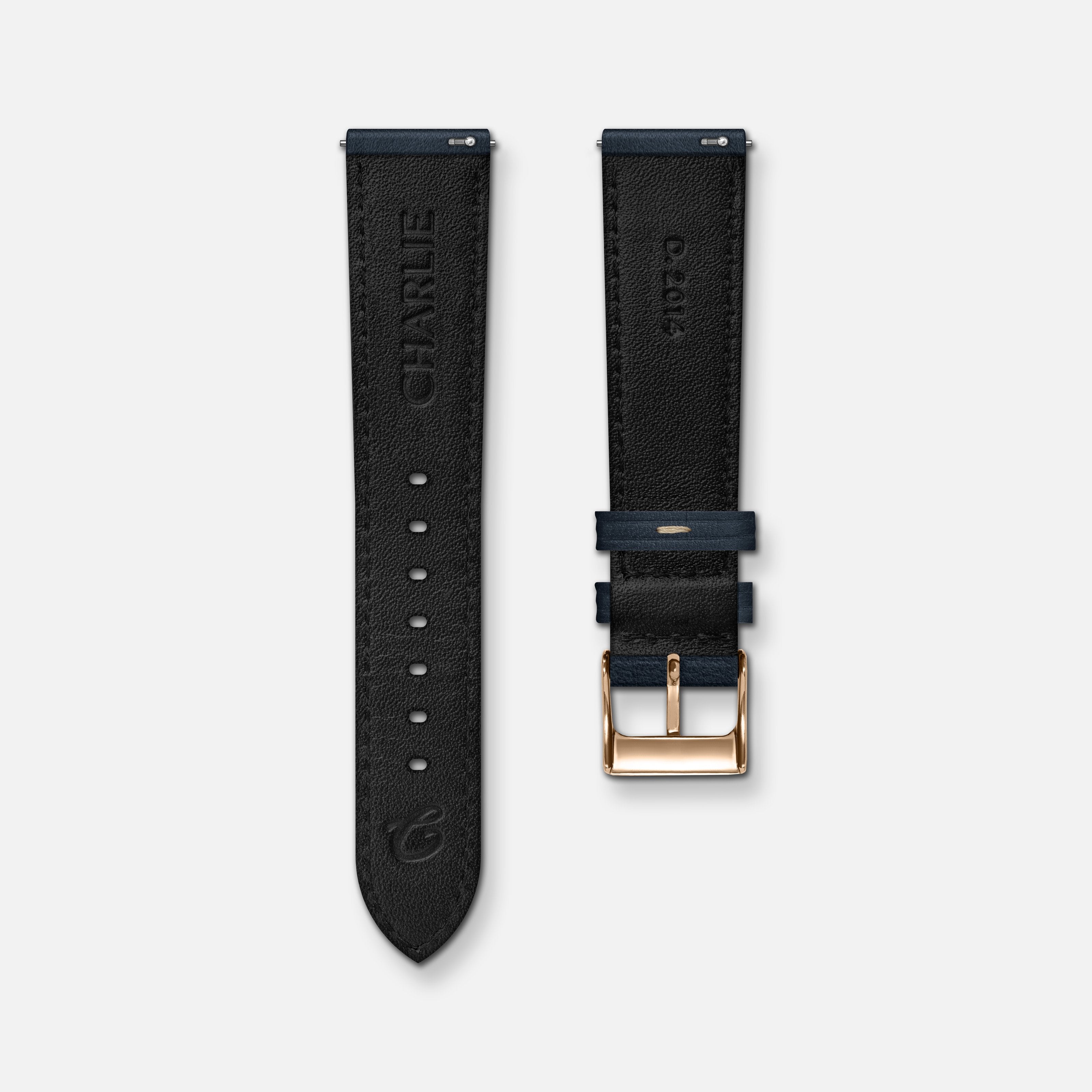 Bracelet cuir bleu 18mm Bracelets de montres CHARLIE
