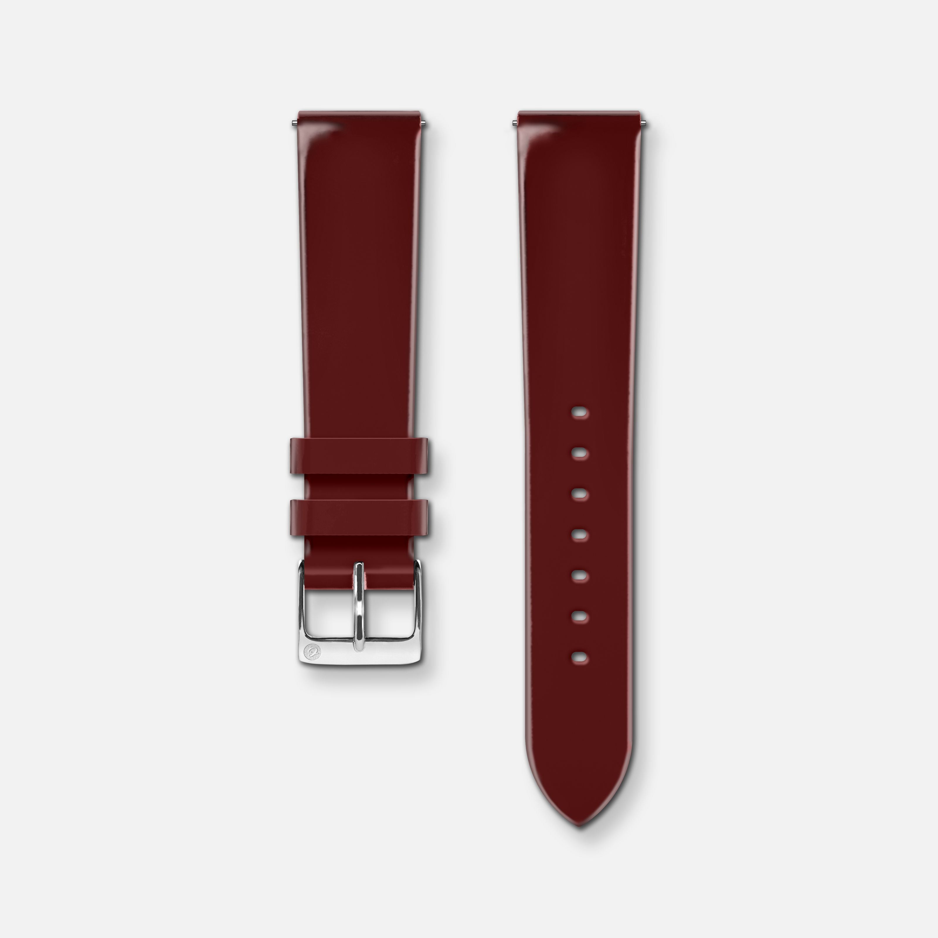 Bracelet cuir vernis bordeaux 18mm Bracelets de montres CHARLIE Acier