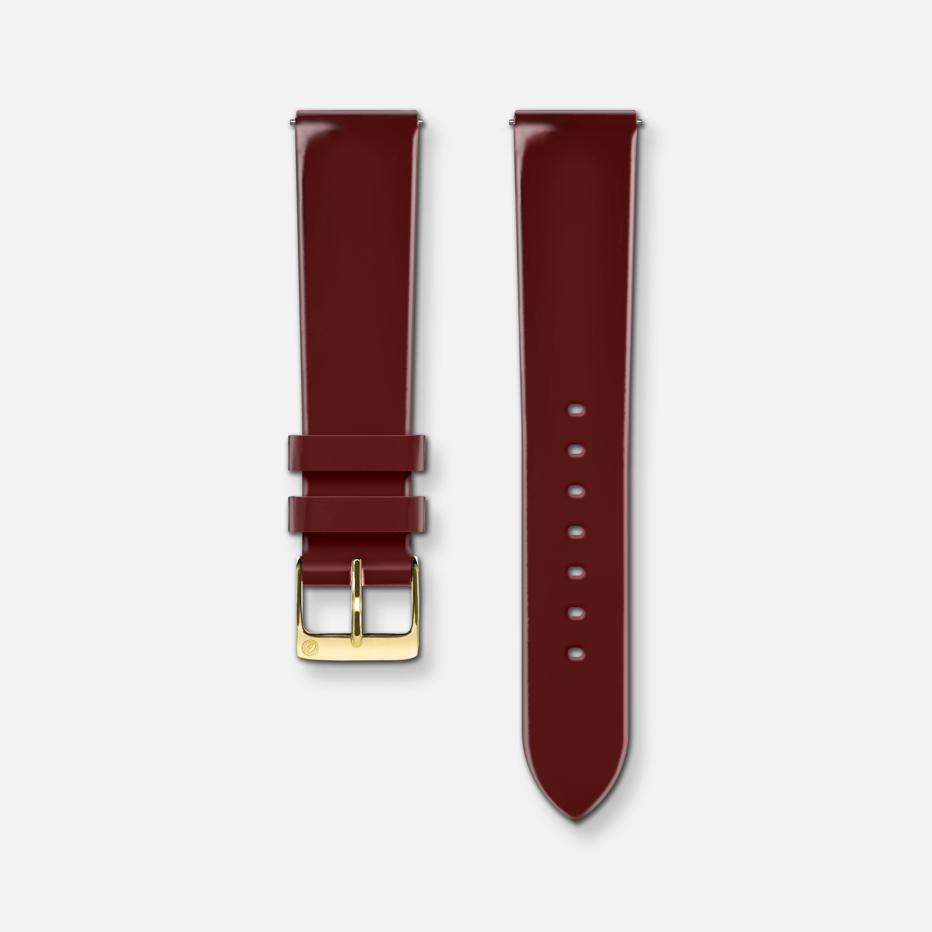 Bracelet cuir vernis bordeaux 18mm Bracelets de montres CHARLIE Or