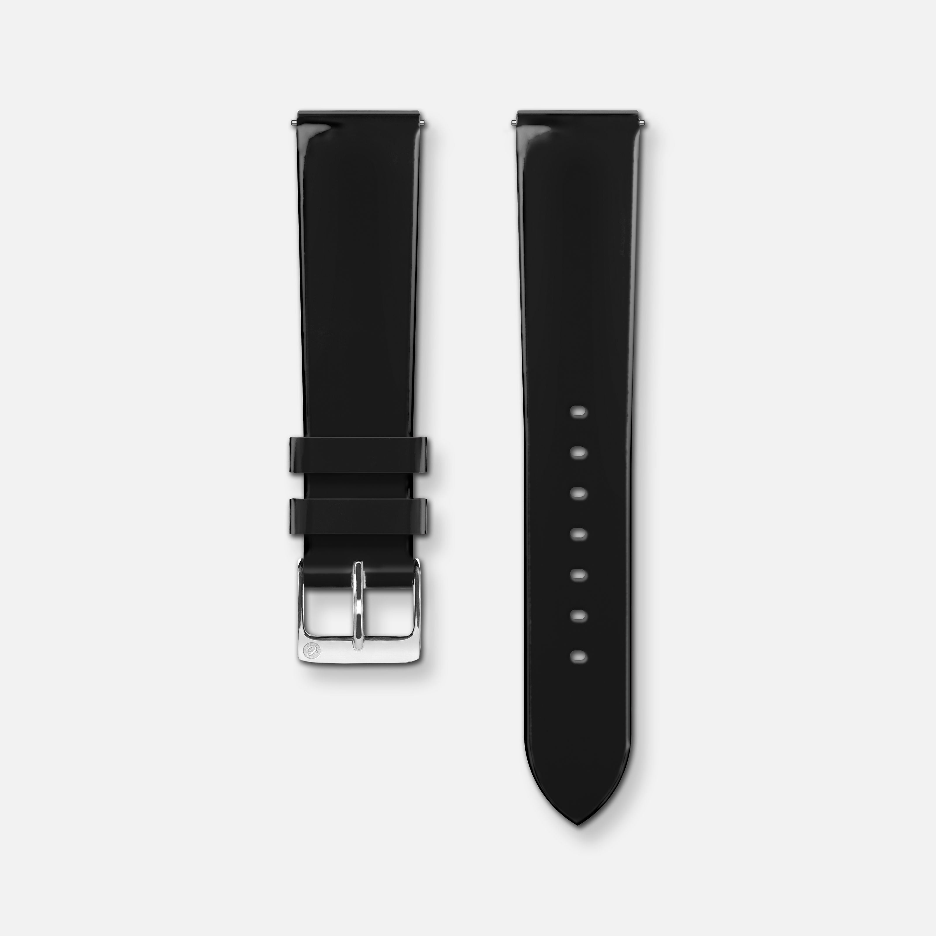 Bracelet cuir vernis noir 18mm Bracelets de montres CHARLIE Acier
