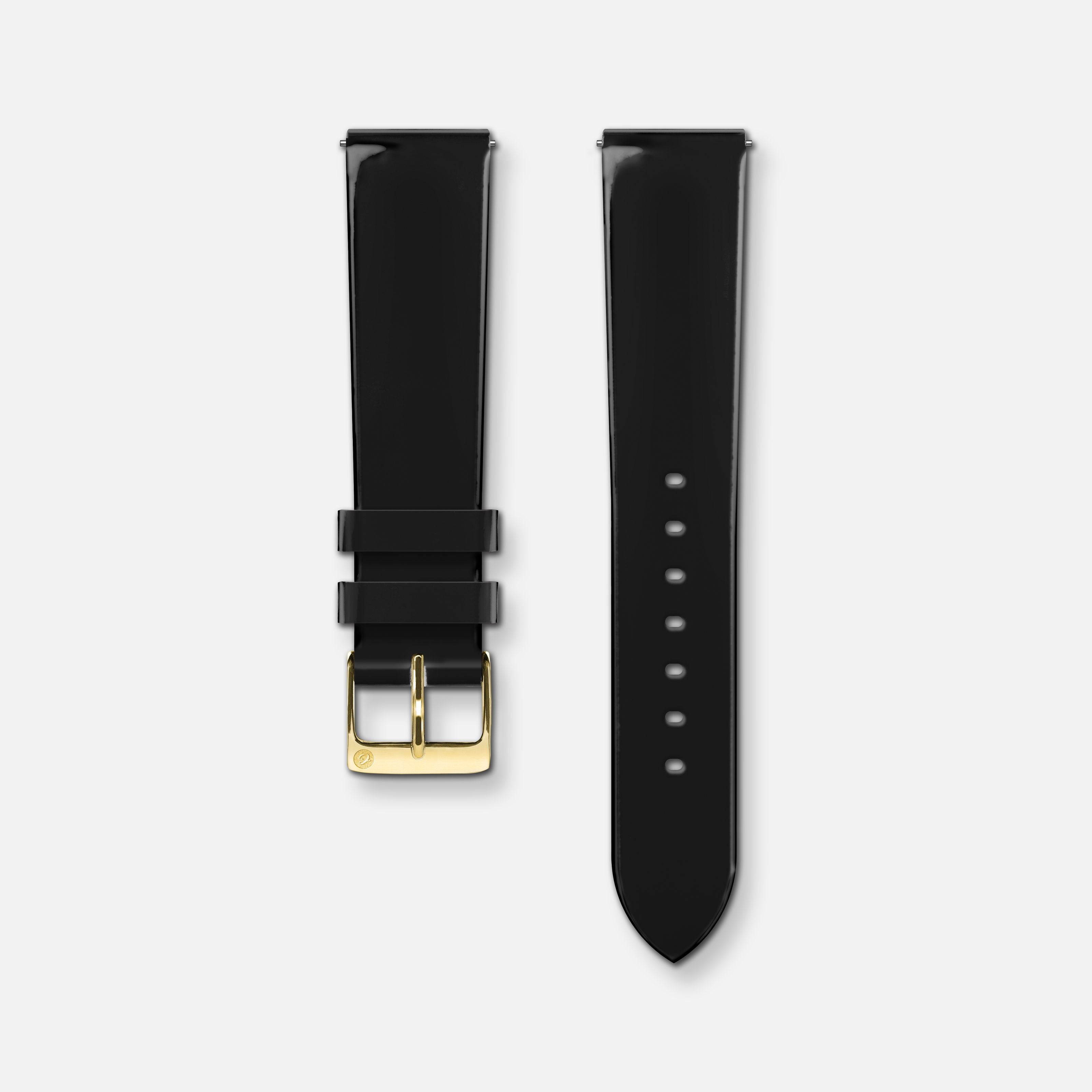 Bracelet cuir vernis noir 18mm Bracelets de montres CHARLIE Or