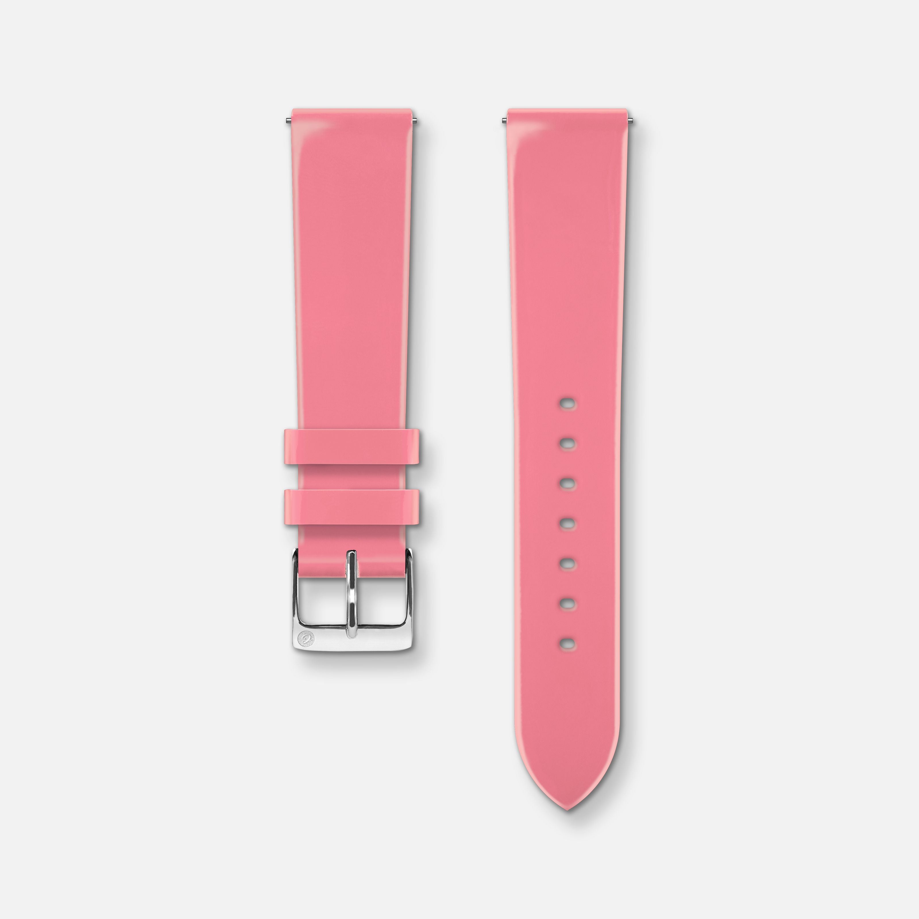 Bracelet cuir vernis rose 18mm Bracelets de montres CHARLIE Acier