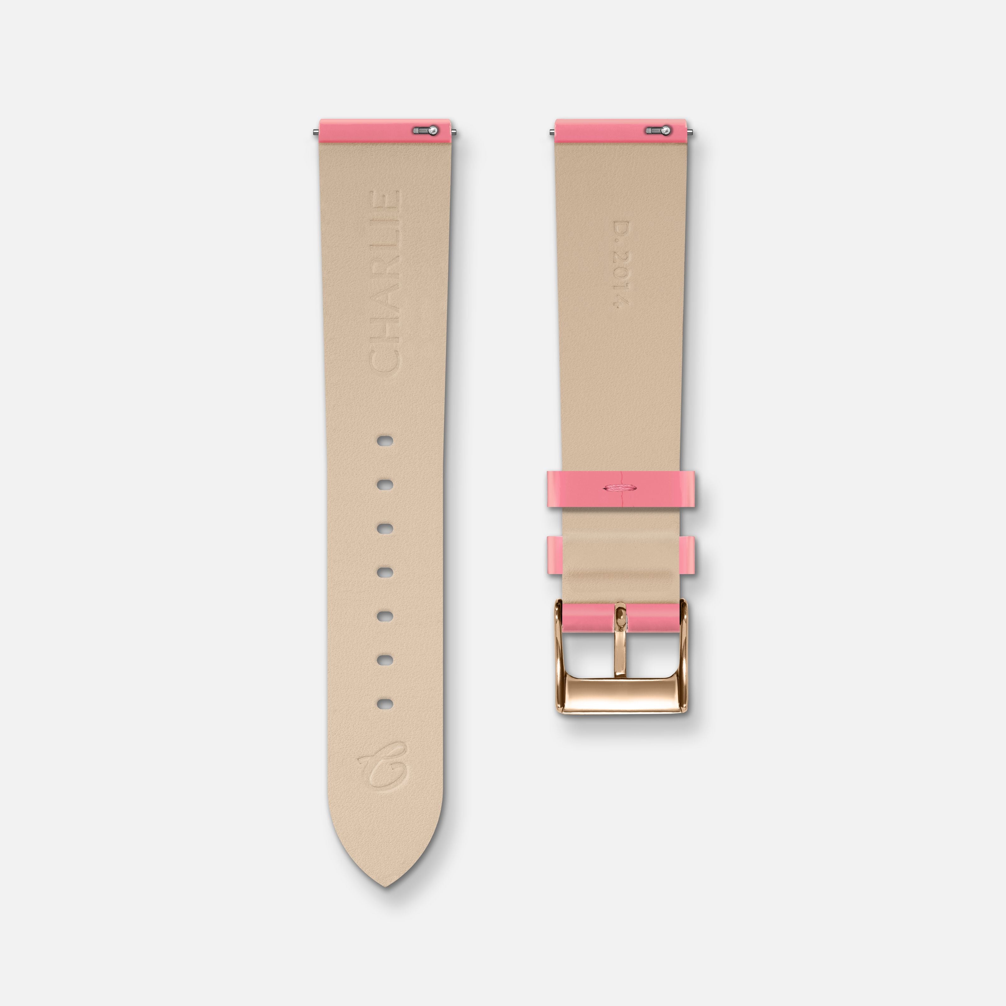 Bracelet cuir vernis rose 18mm Bracelets de montres CHARLIE
