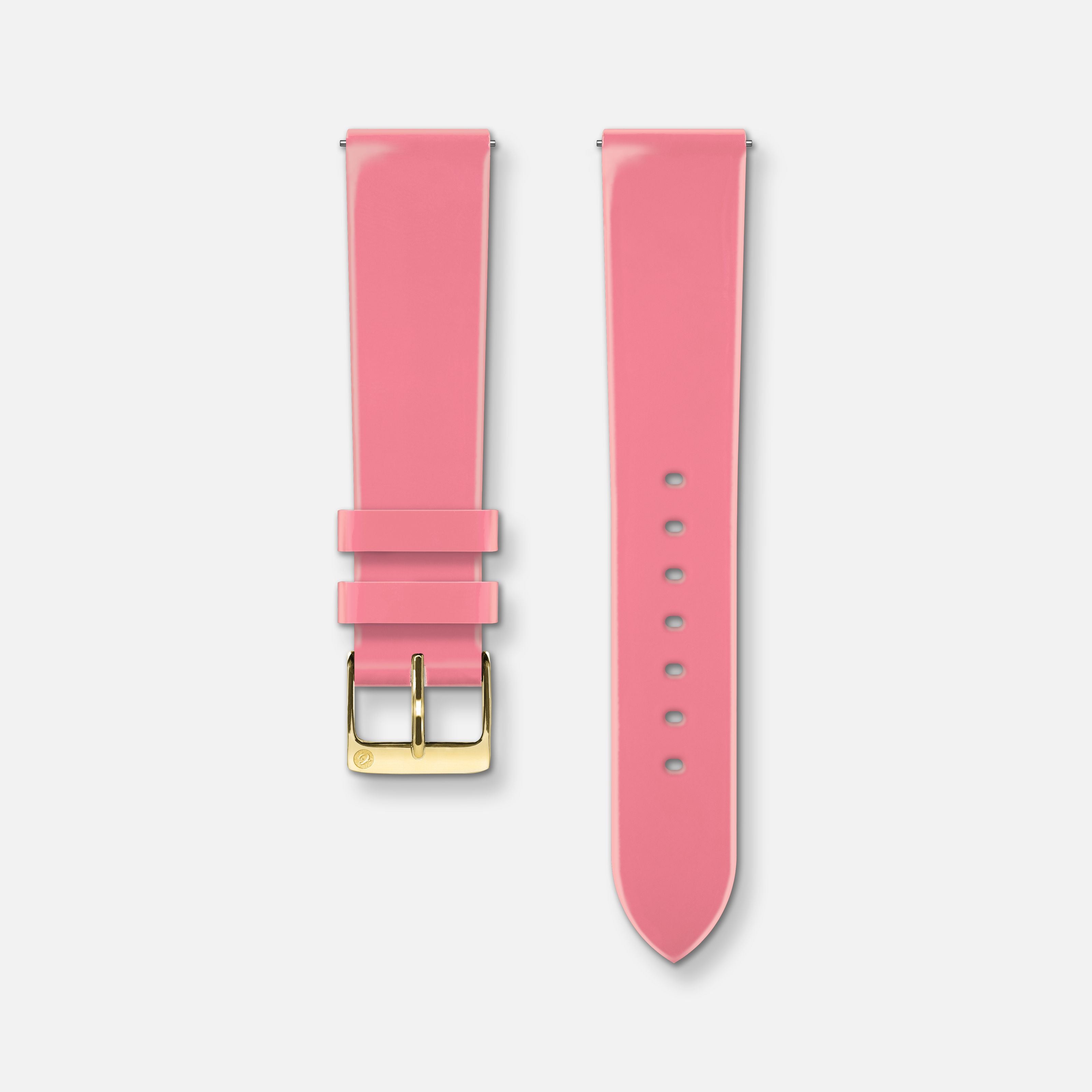 Bracelet cuir vernis rose 18mm Bracelets de montres CHARLIE Or