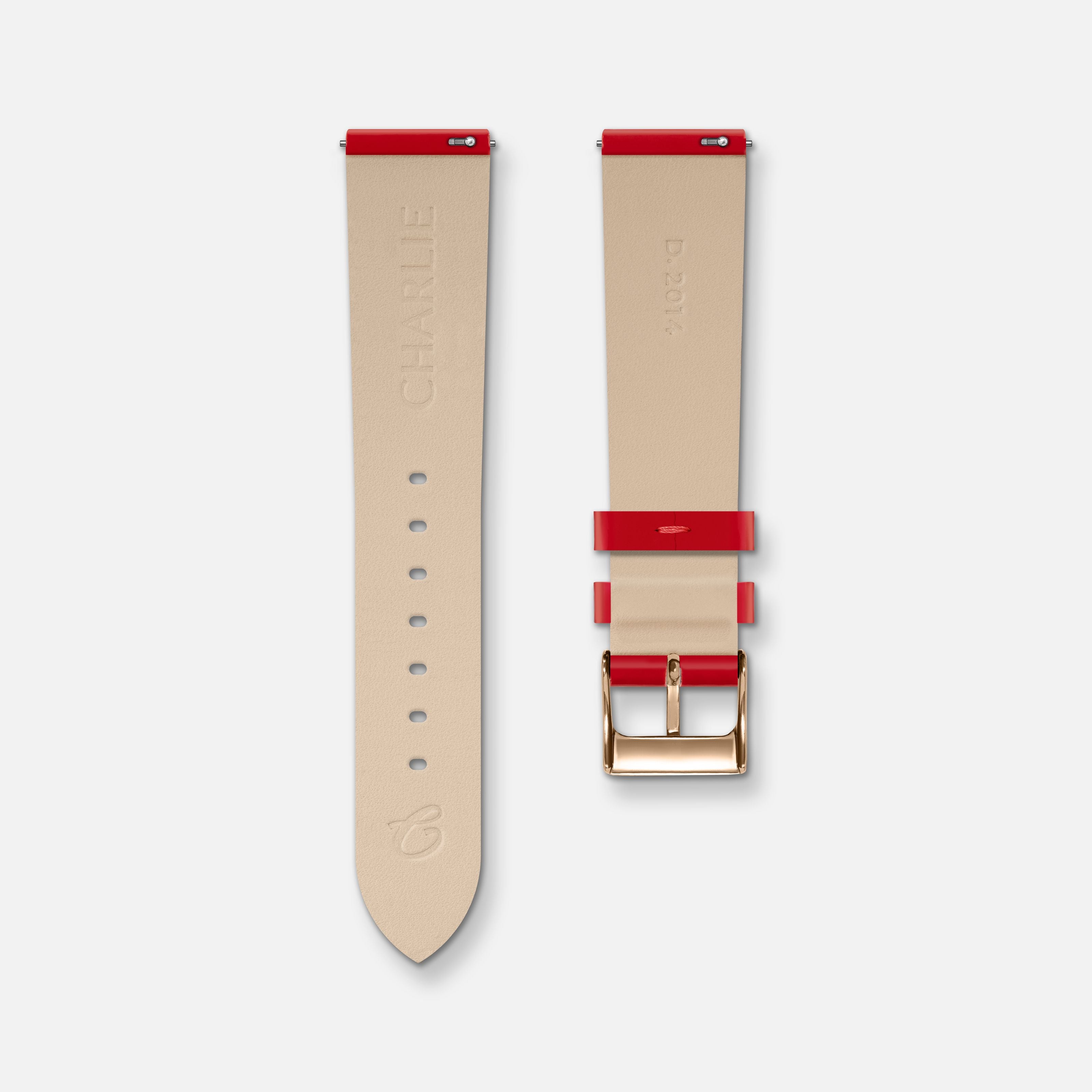 Bracelet cuir vernis rouge 18mm Bracelets de montres CHARLIE