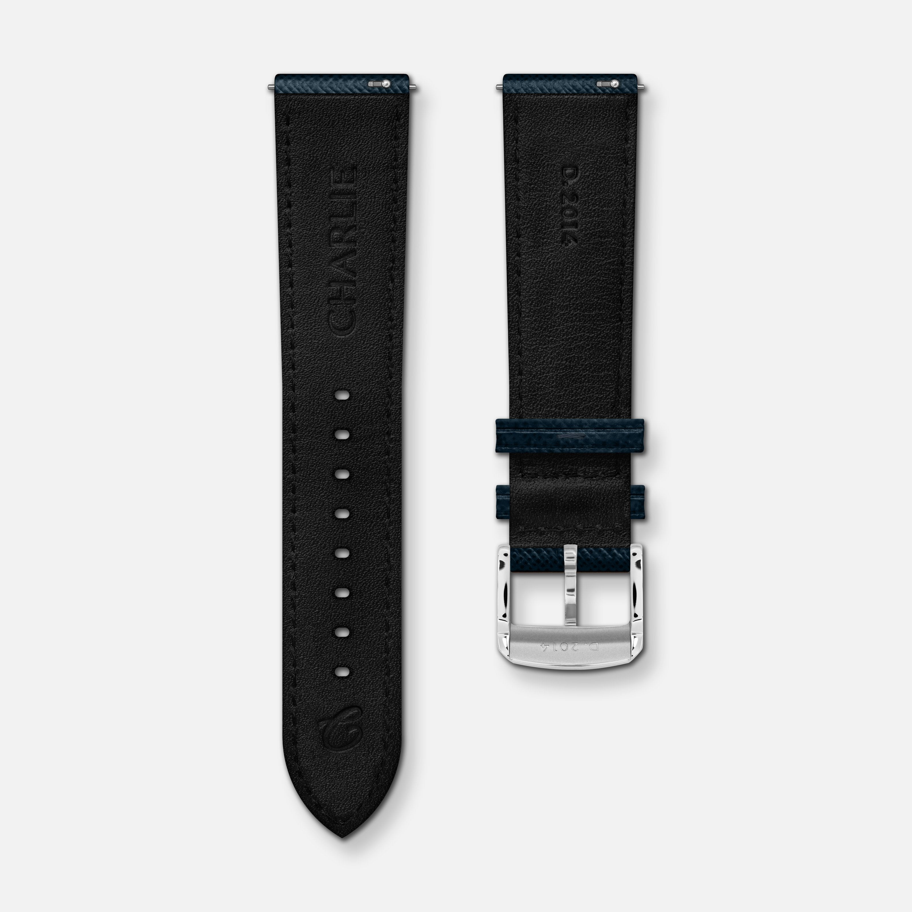 Bracelet cuir saffiano bleu 20mm Bracelets de montres CHARLIE